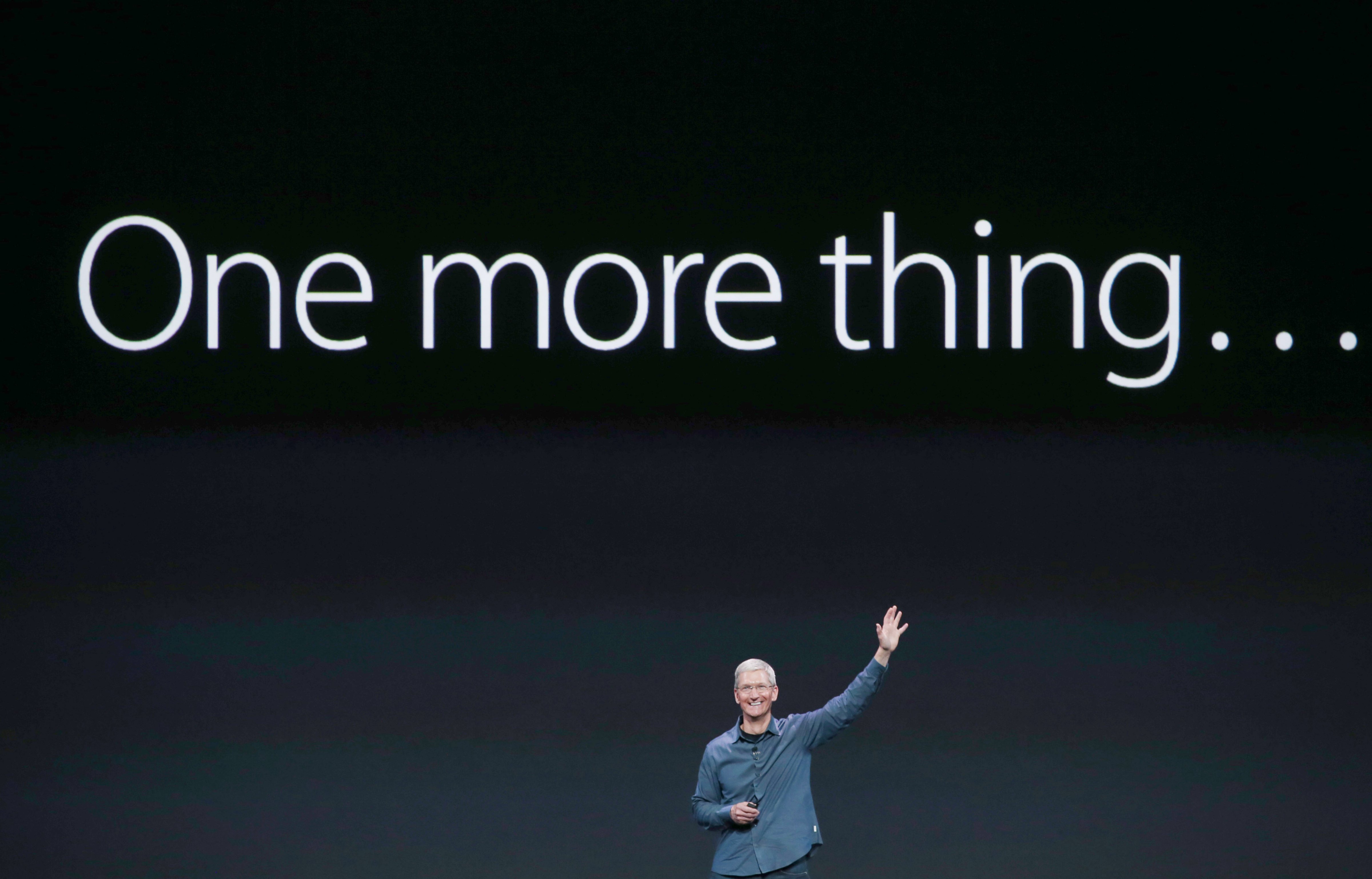 Apple CEO Tim Cook announces the Apple Watch during an Apple special event at the Flint Center for the Performing Arts on September 9, 2014 in Cupertino, California. (Justin Sullivan&mdash;Getty Images)