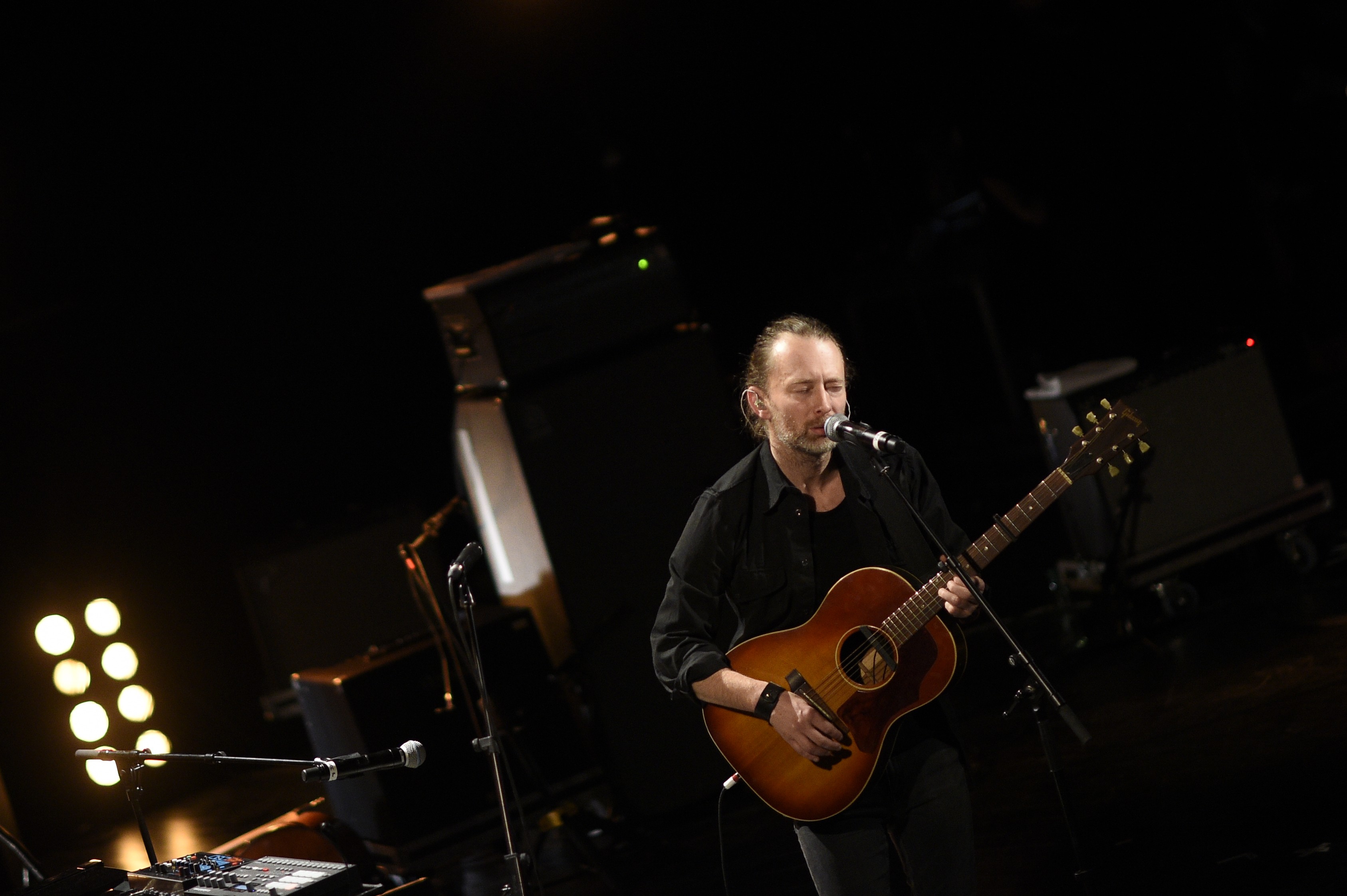 British singer and leader of Radiohead, Thom Yorke performs on the stage of the Trianon in Paris, on Dec. 4, 2015 (Martin Bureau—AFP/Getty Images)