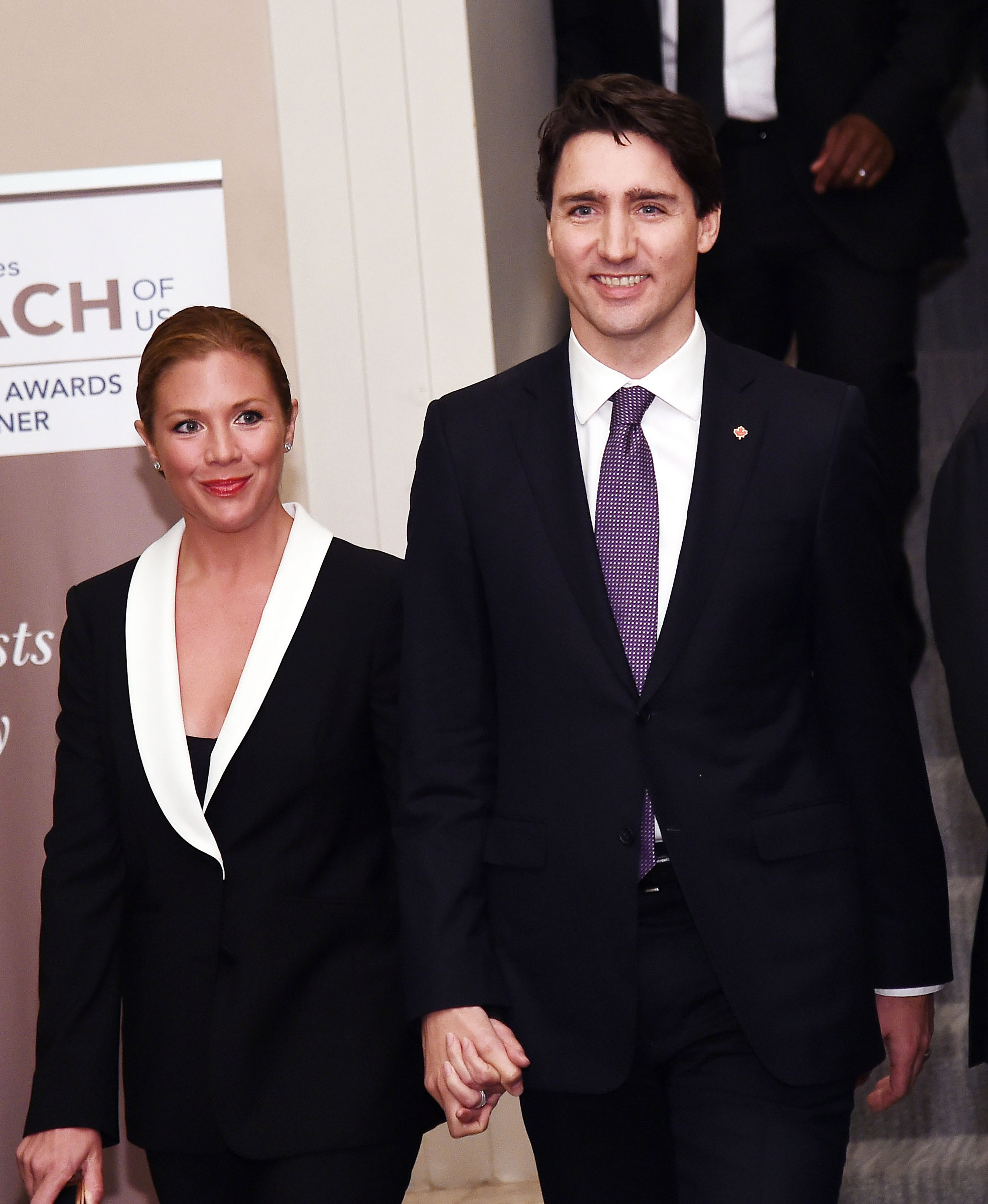 Canadian Prime Minister Justin Trudeau (R) and his wife Sophie Gregoire-Trudeau attend the Catalyst Awards Dinner in March (Ilya S. Savenok—Getty Images)
