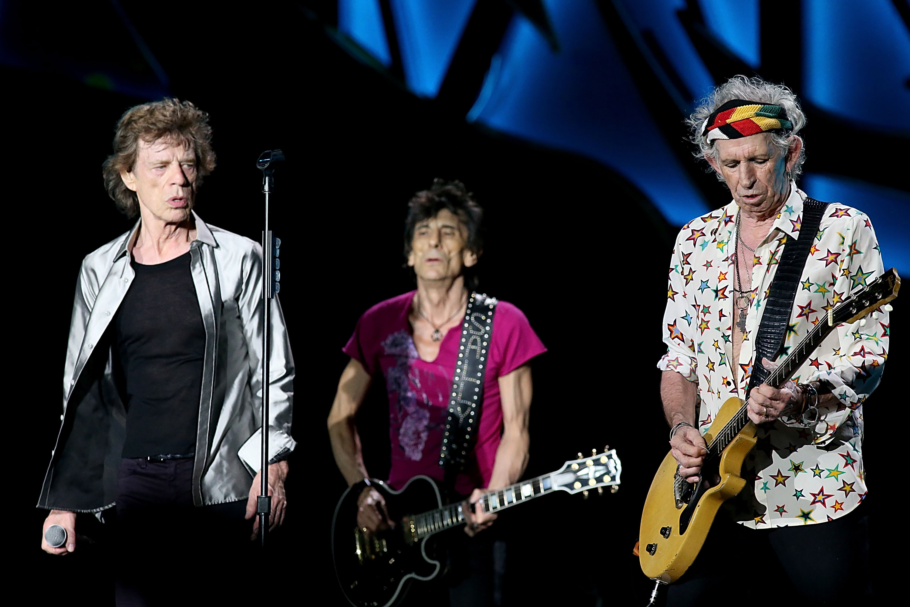 (L - R) Mick Jagger, Ron Wood and Keith Richards perform with the Rolling Stones at Ciudad Deportiva on March 25, 2016 in Havana, Cuba (Gary Miller—FilmMagic/Getty Images)