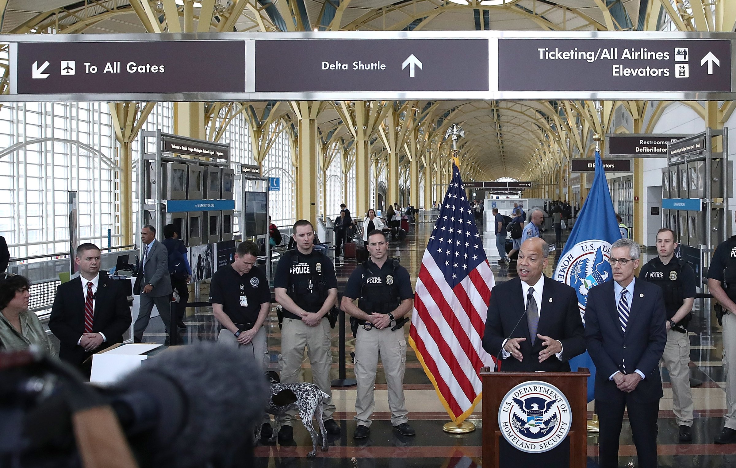 Secretary Of Homeland Security Jeh Johnson And TSA Administrator Peter Neffenger Speak On Airport Security