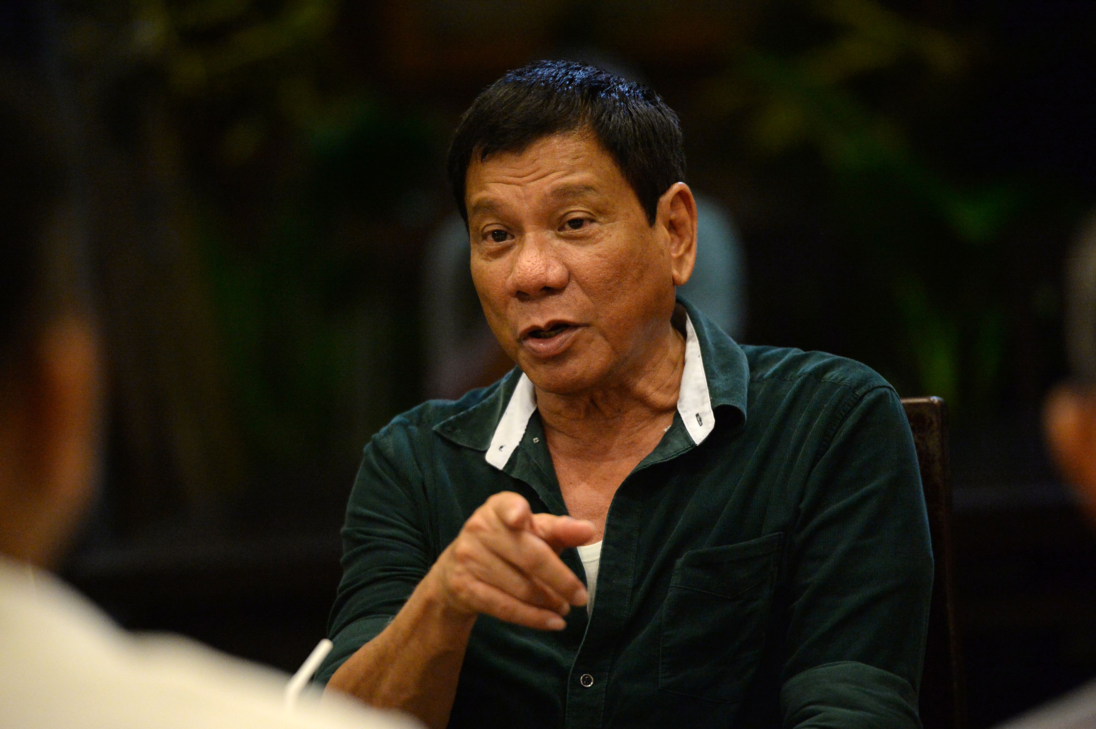 The Philippine President-elect Rodrigo Duterte during a meeting at a hotel in Davao City, in the Philippines' southern island of Mindanao, on May 15, 2016 (Ted Aljibe—AFP/Getty Images)