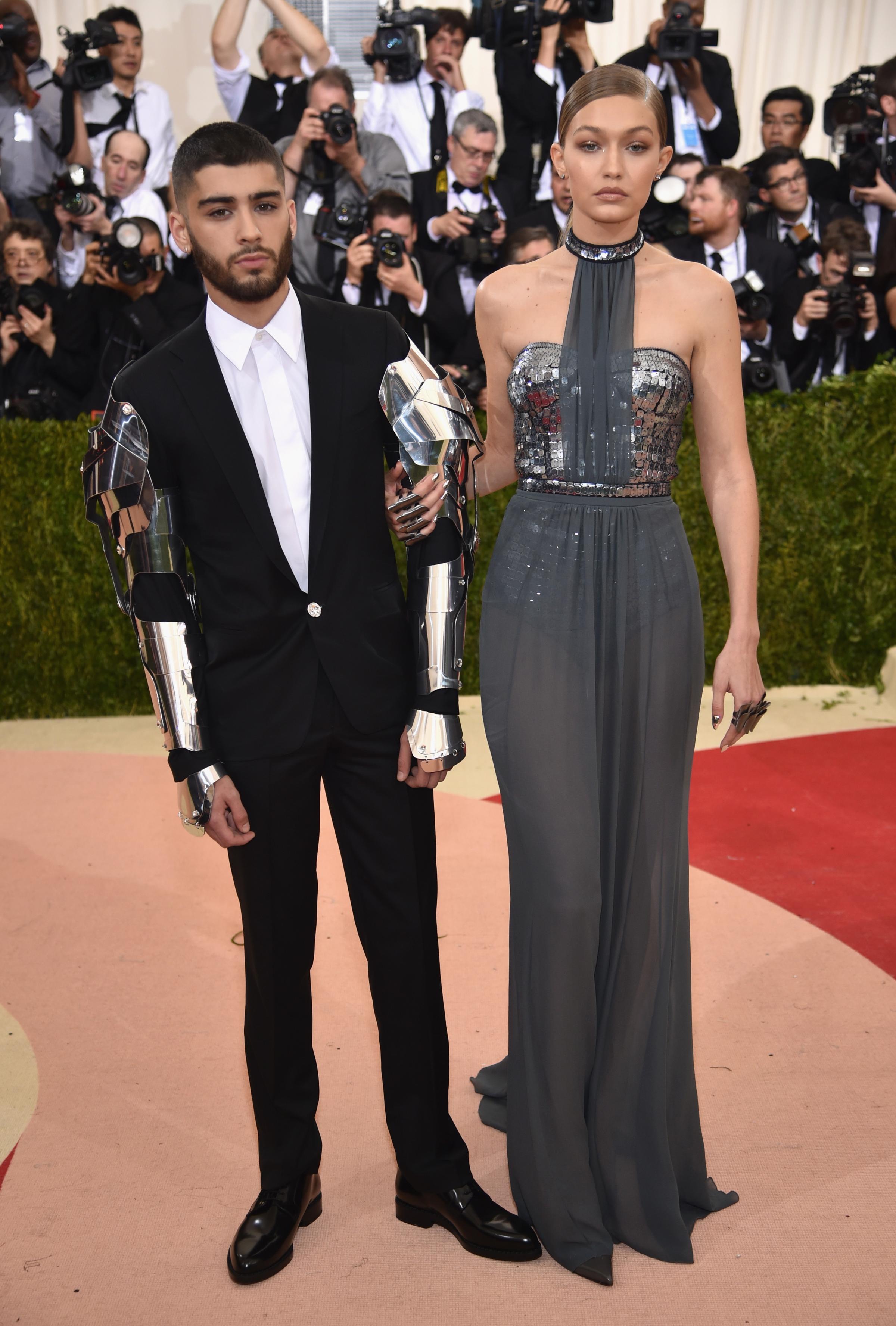 Zayn Malik and Gigi Hadid attend "Manus x Machina: Fashion In An Age Of Technology" Costume Institute Gala at Metropolitan Museum of Art on May 2, 2016 in New York City.