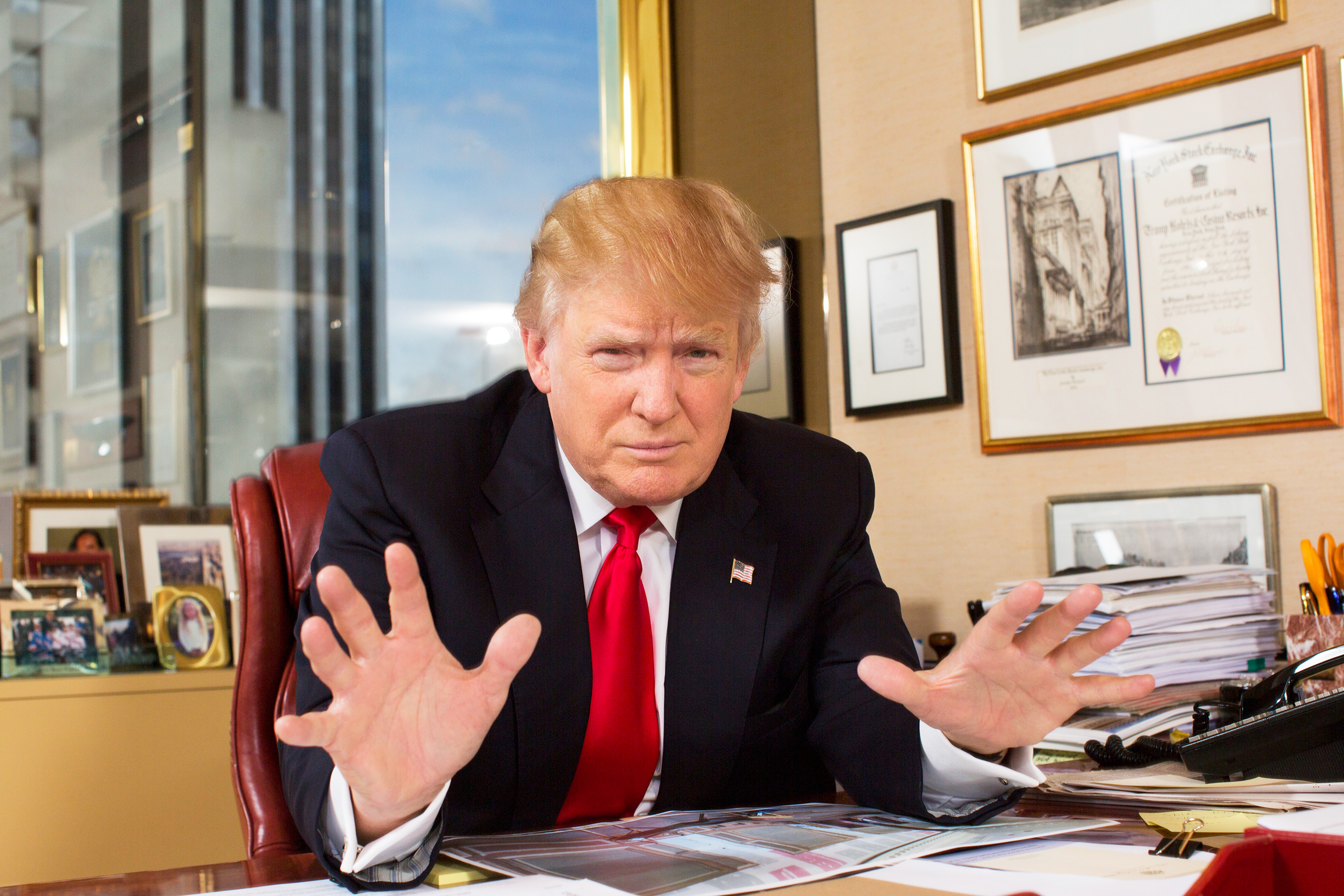 Donald trump photographed in his office at Trump Tower in New York City on July 11, 2016.From  What a President Needs to Know.  July 25, 2016 issue.