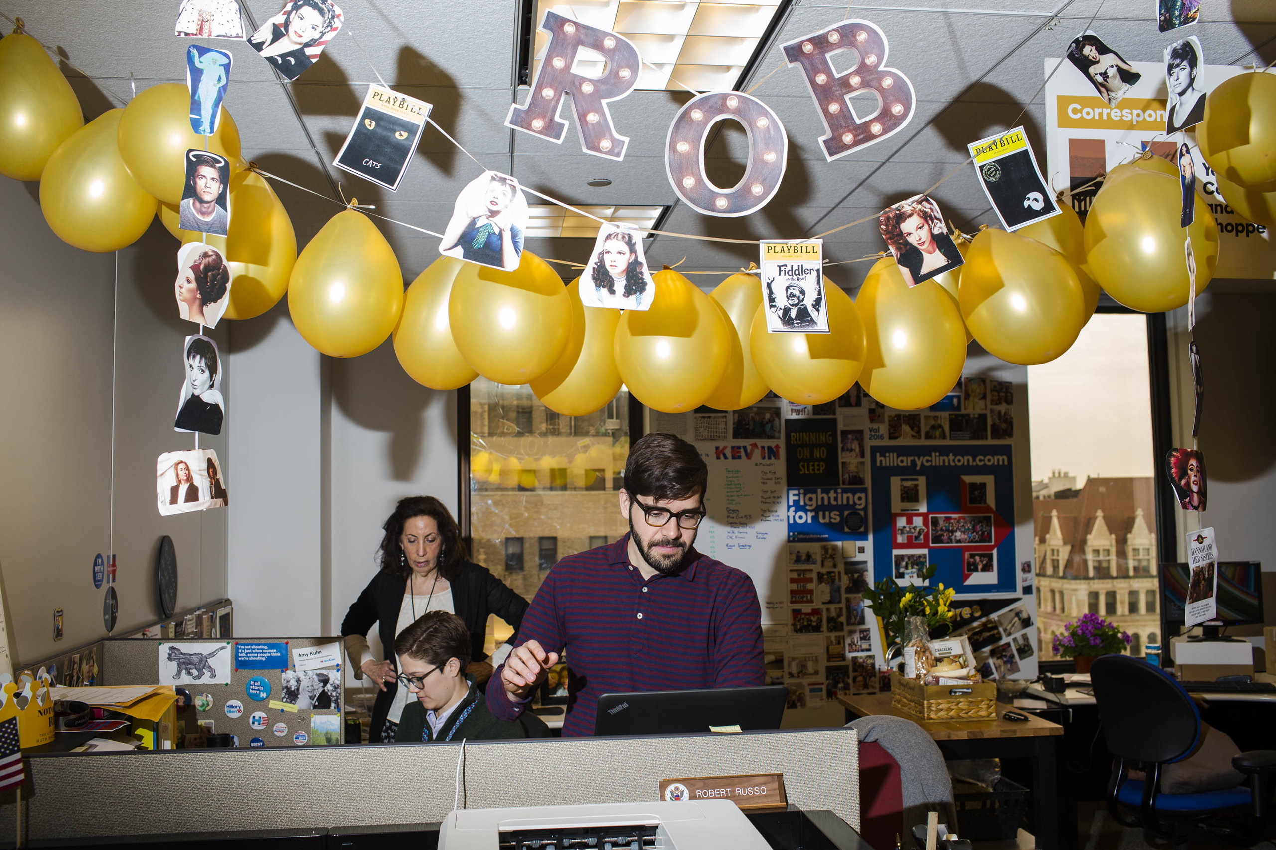 Staff at work inside the campaign headquarters of Hillary Clinton on May 24, 2016, in Brooklyn, NY.