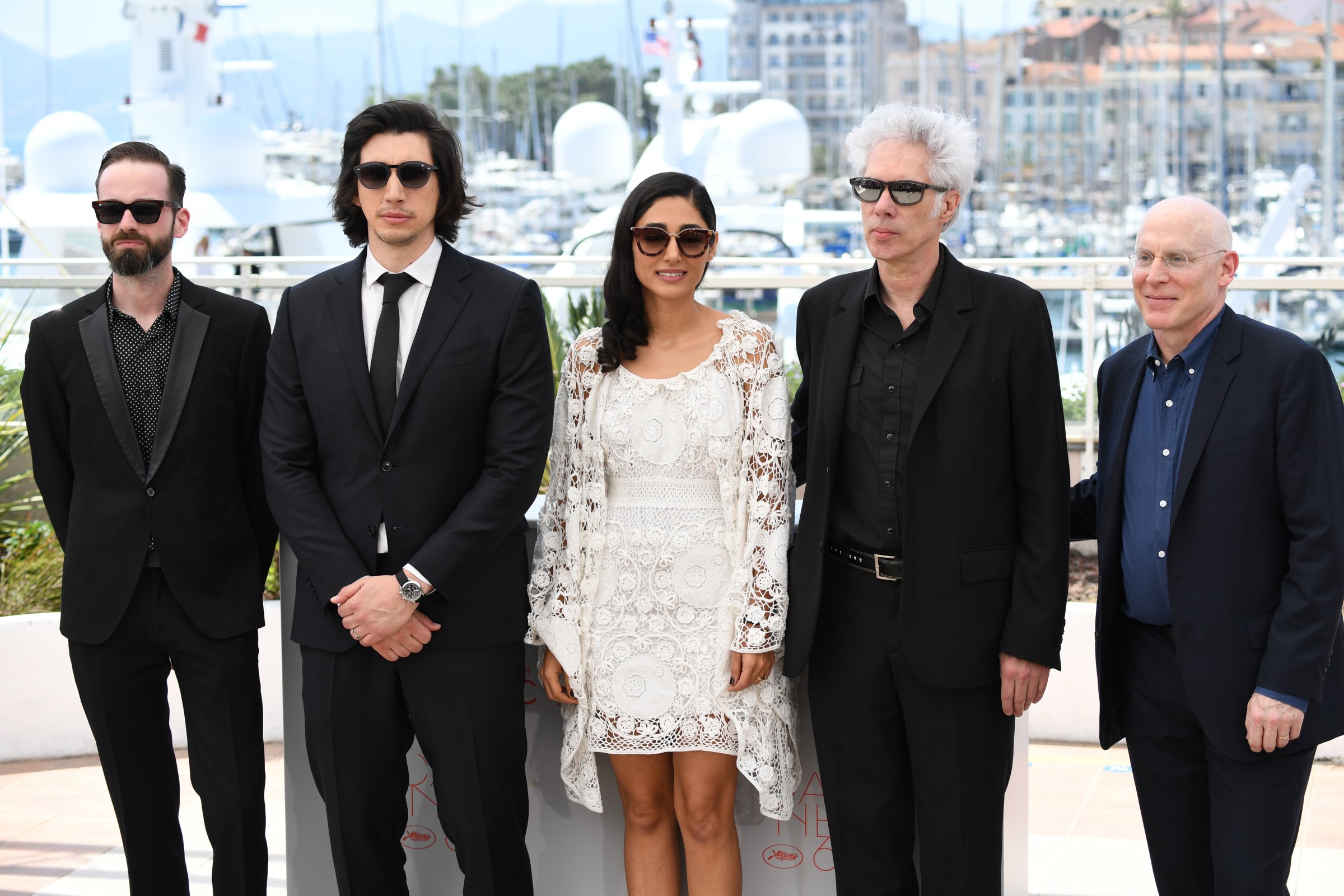 From left: Carter Logan, Adam Driver, Golshifteh Farahani, Jim Jarmusch, and Joshua Astrachan during the 69th annual Cannes Film Festival on May 16, 2016 in Cannes, France.