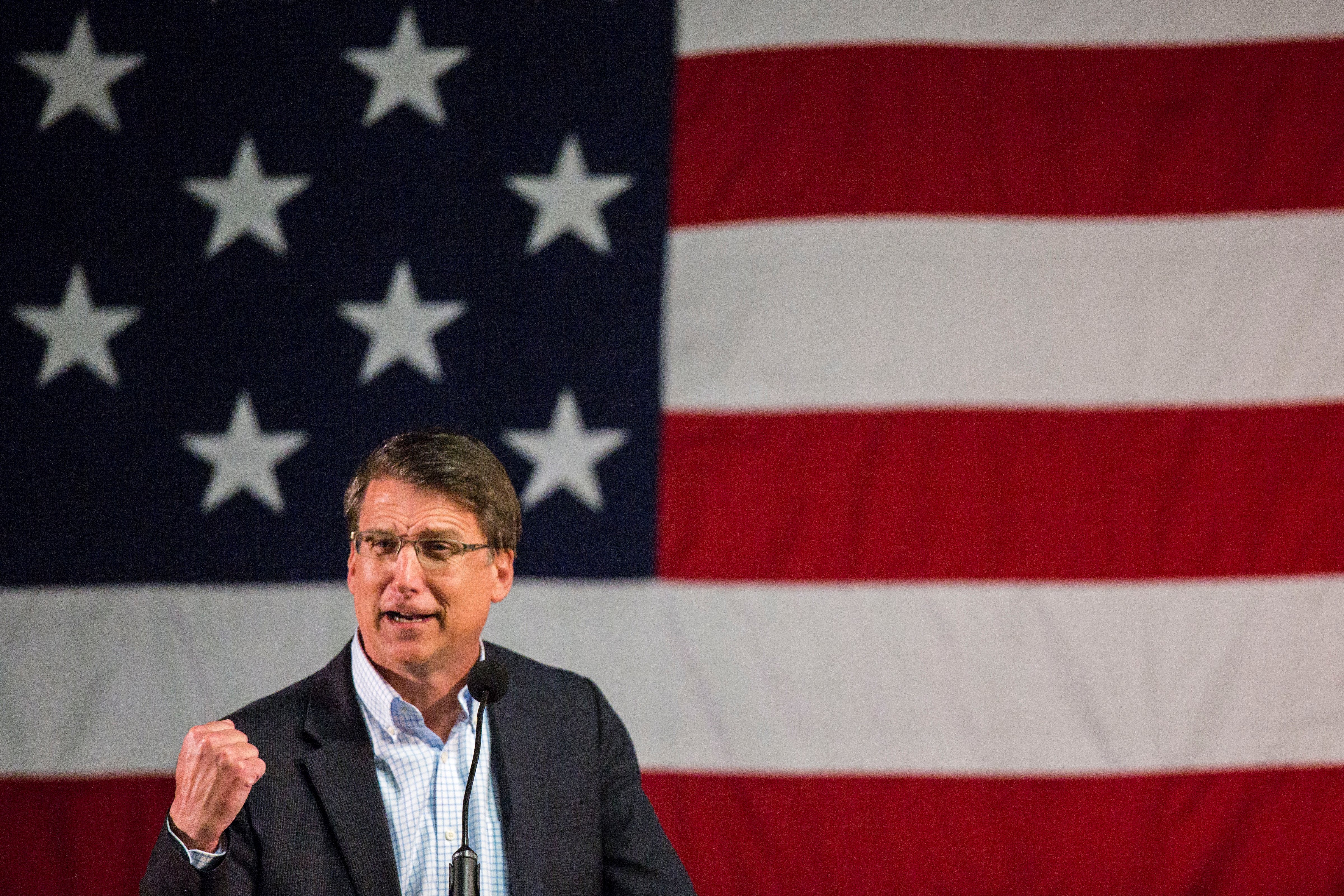 North Carolina Gov. Pat McCrory speaks at the Wake County Republican Party 2016 County Convention at the N.C. State Fairgrounds, in Raleigh, N.C. on March 8, 2016. (Al Drago—CQ-Roll Call,Inc./Getty Images)