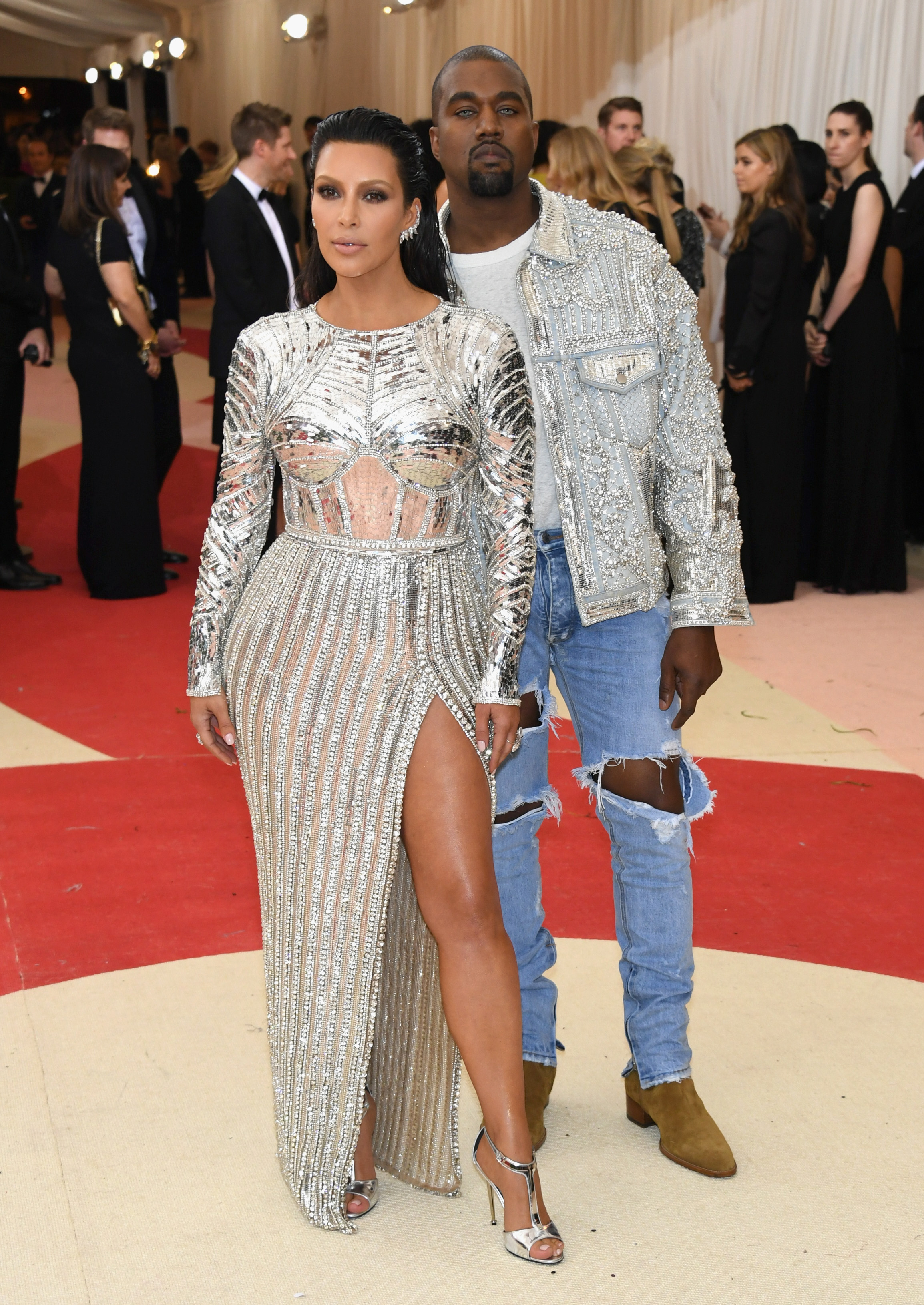 Kim Kardashian and Kanye West attend "Manus x Machina: Fashion In An Age Of Technology" Costume Institute Gala at Metropolitan Museum of Art on May 2, 2016 in New York City.