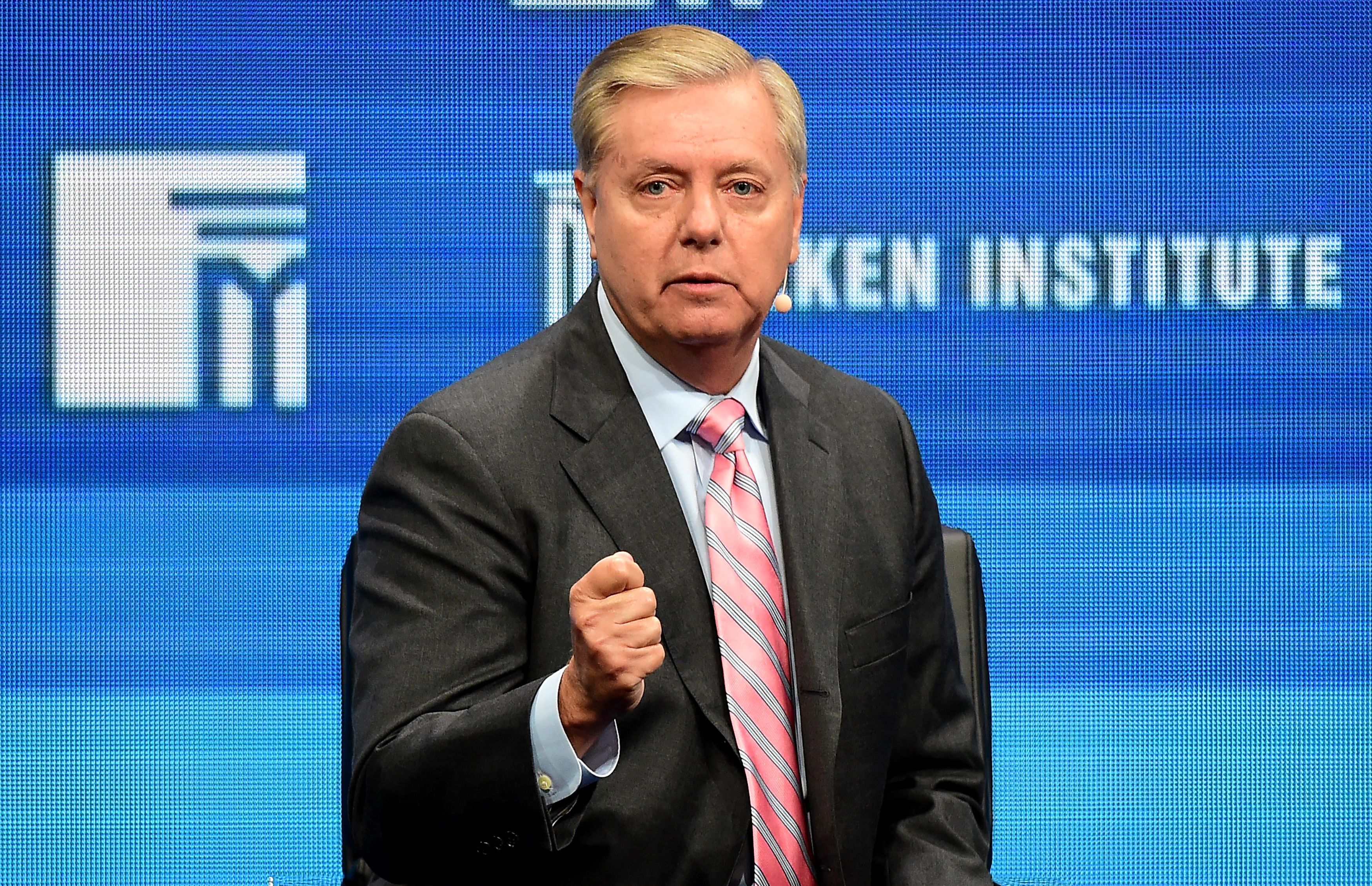 Sen. Lindsay Graham speaks during a panel at the 2016 Milken Institute Global Conference in Beverly Hills, California on May 3. (Frederic J. Brown—AFP/Getty Images)