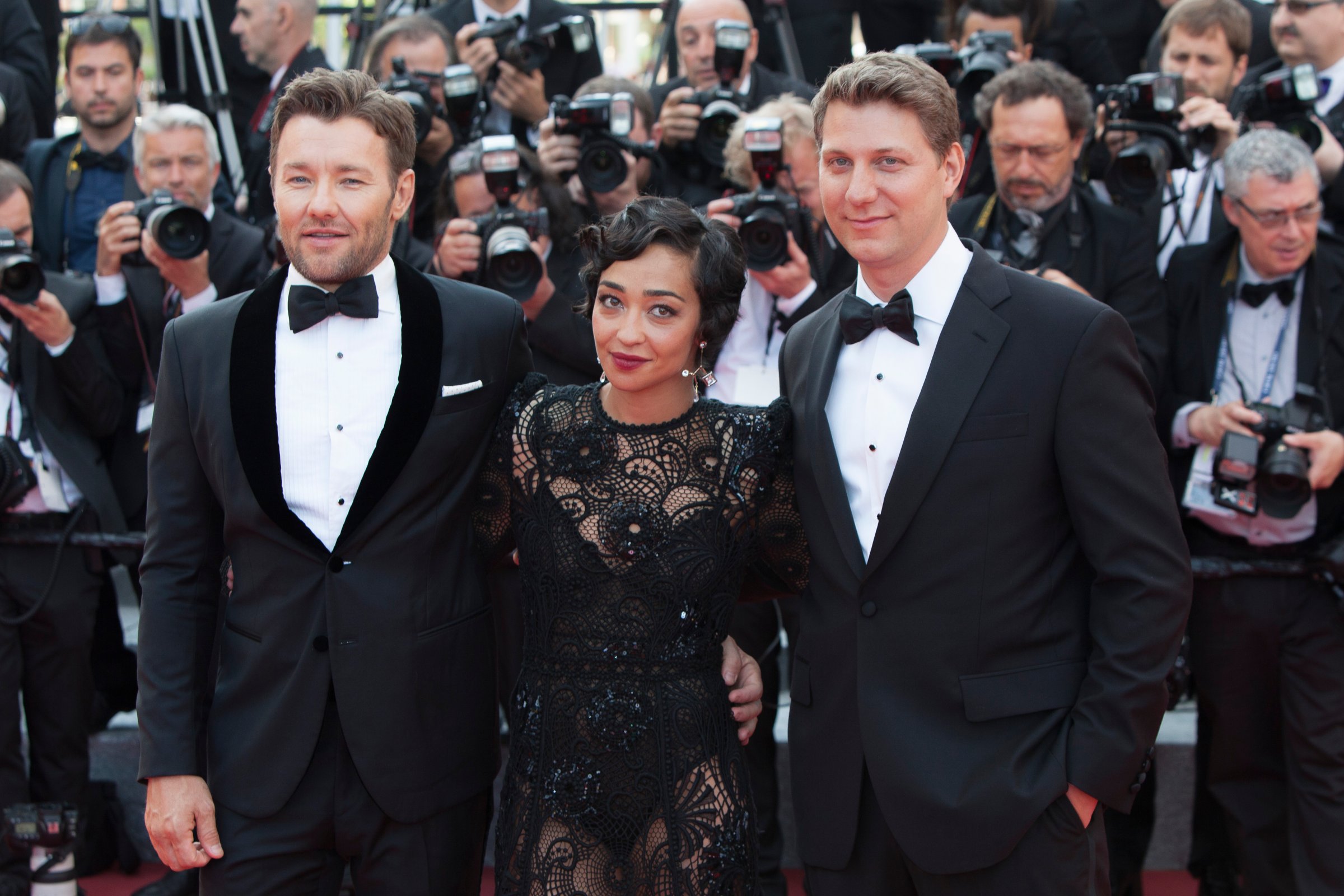 From left: Joel Edgerton, Ruth Negga, and director Jeff Nichols during the 69th annual Cannes Film Festival at the Palais des Festivals on May 16, 2016 in Cannes, France.