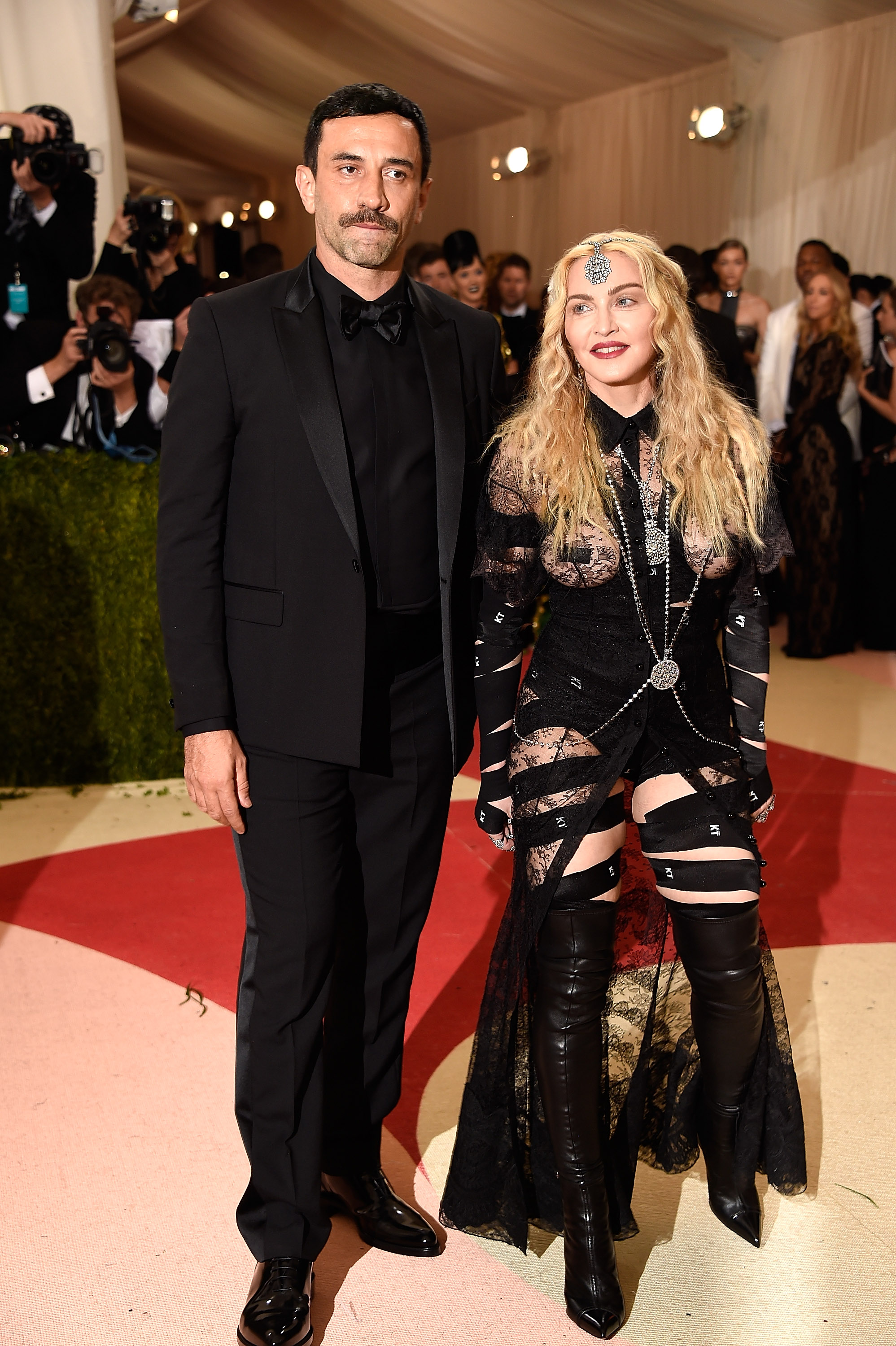 Riccardo Tisci and Madonna attend "Manus x Machina: Fashion In An Age Of Technology" Costume Institute Gala at Metropolitan Museum of Art on May 2, 2016 in New York City.