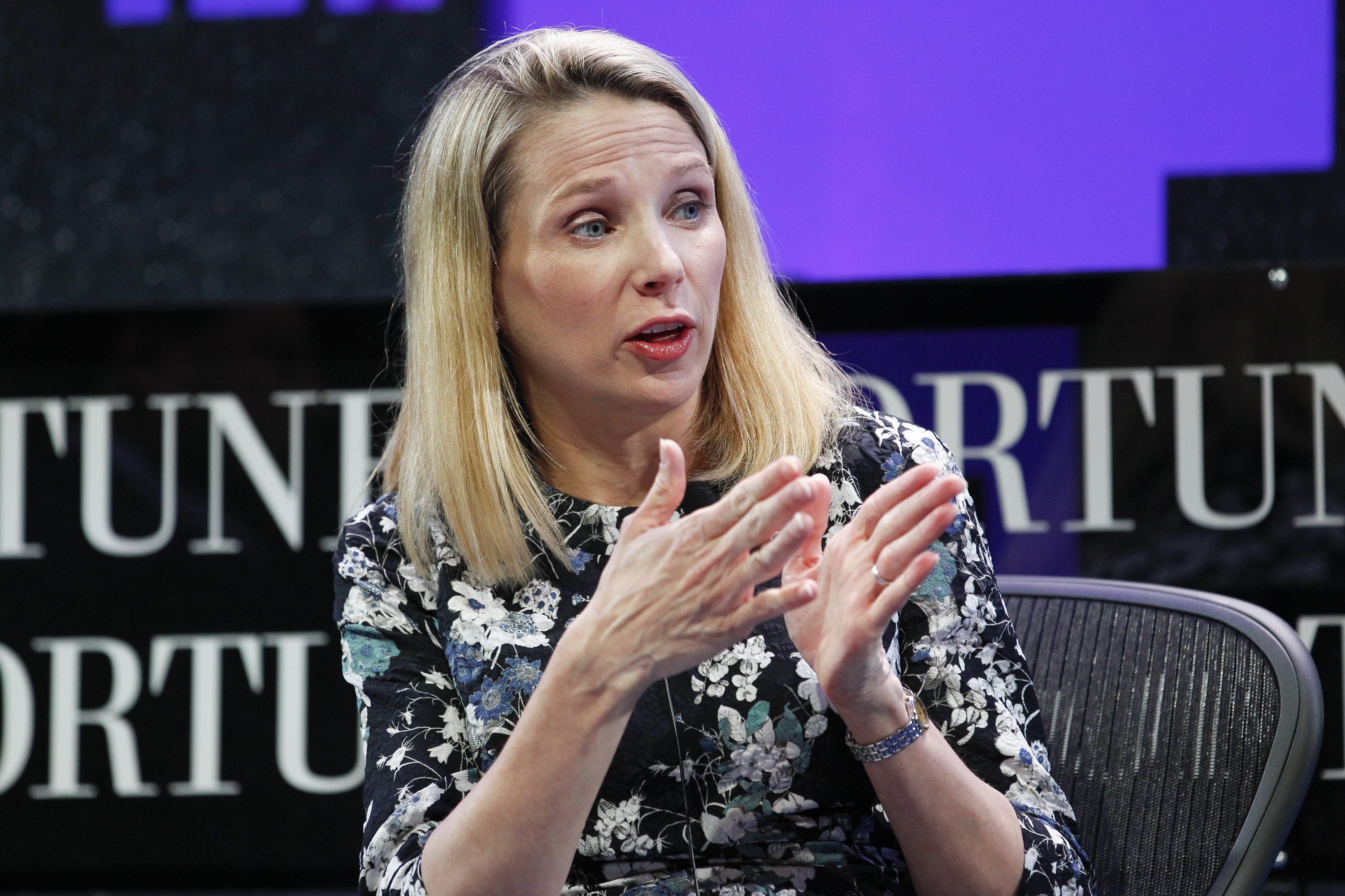 Marissa Mayer speaks during the Fortune Global Forum - Day 2 at the Fairmont Hotel on November 3, 2015 in San Francisco, California. (Kimberly White&mdash;Fortune/Getty Images)