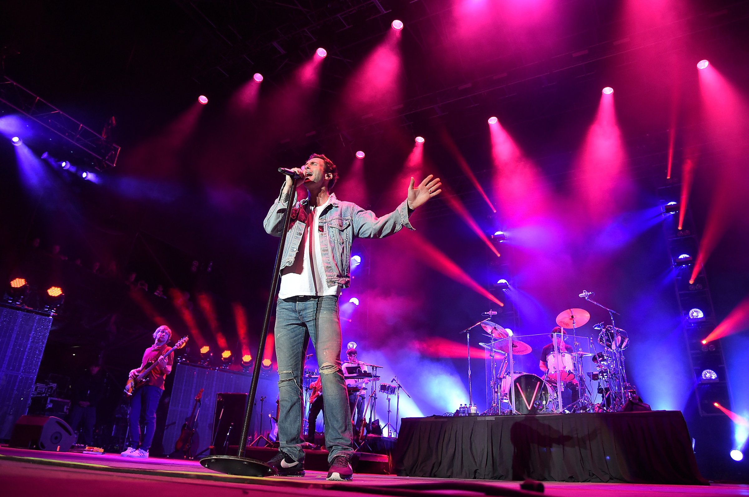 Maroon 5 performs on stage during at the NCAA March Madness Music Festival Day 3 in Houston, Texas on April 3, 2016.