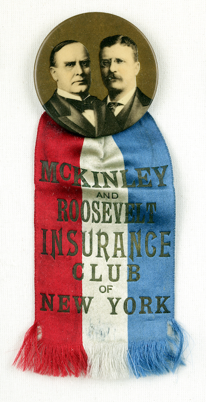 Red, white, and blue striped ribbon, 1896. (The New York Historical Society/Getty Images)