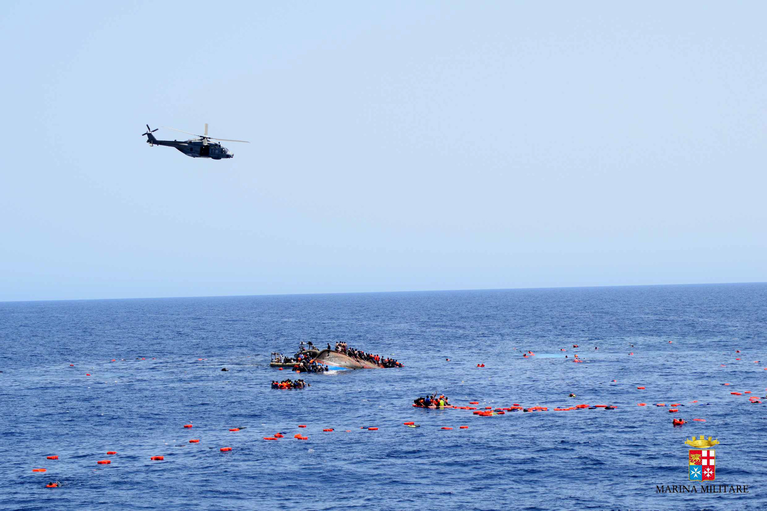 Rescue operations taking taking place off the coast of Libya. (Italian Navy/AFP/Getty Images)