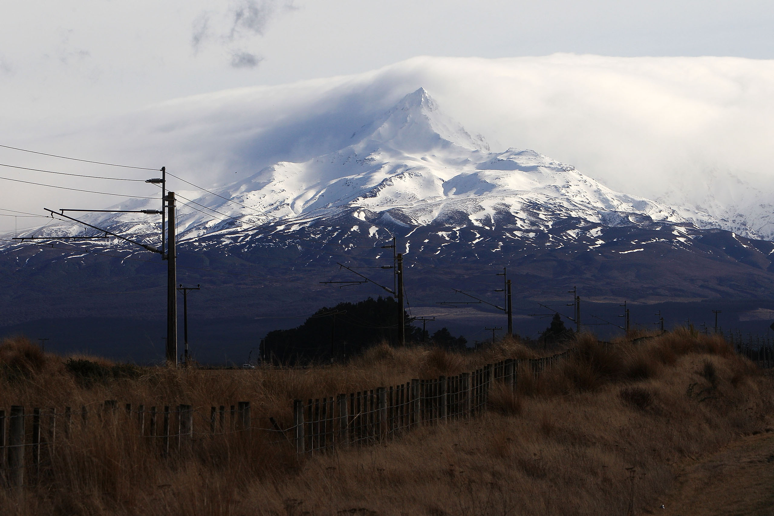 A general view of Mt Ruapehu from Waiouru in Tongariro National Park, New Zealand, on Aug. 7, 2012. (Hagen Hopkins—Getty Images)