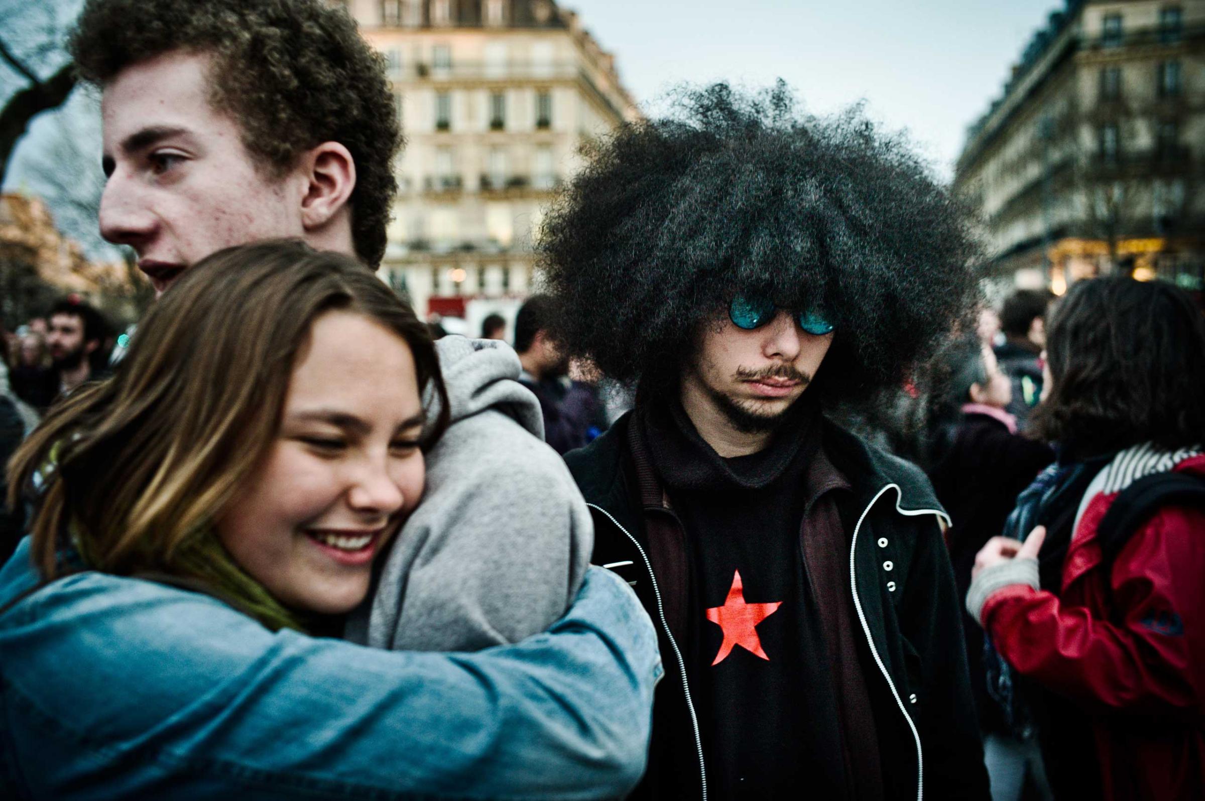 People coming together at the Nuit Debout, April 4, 2016.