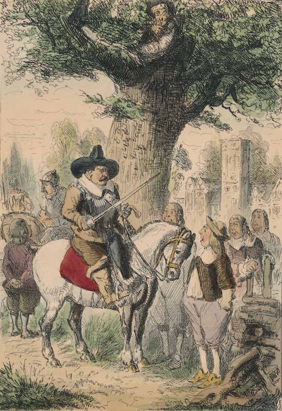 A satirical illustration of King Charles II escaping. From The Comic History of England by Gilbert Abbott A. Beckett, illustrated by John Leech [Bradbury, Agnew &amp; Co., London, 1850.] (Print Collector / Getty Images)