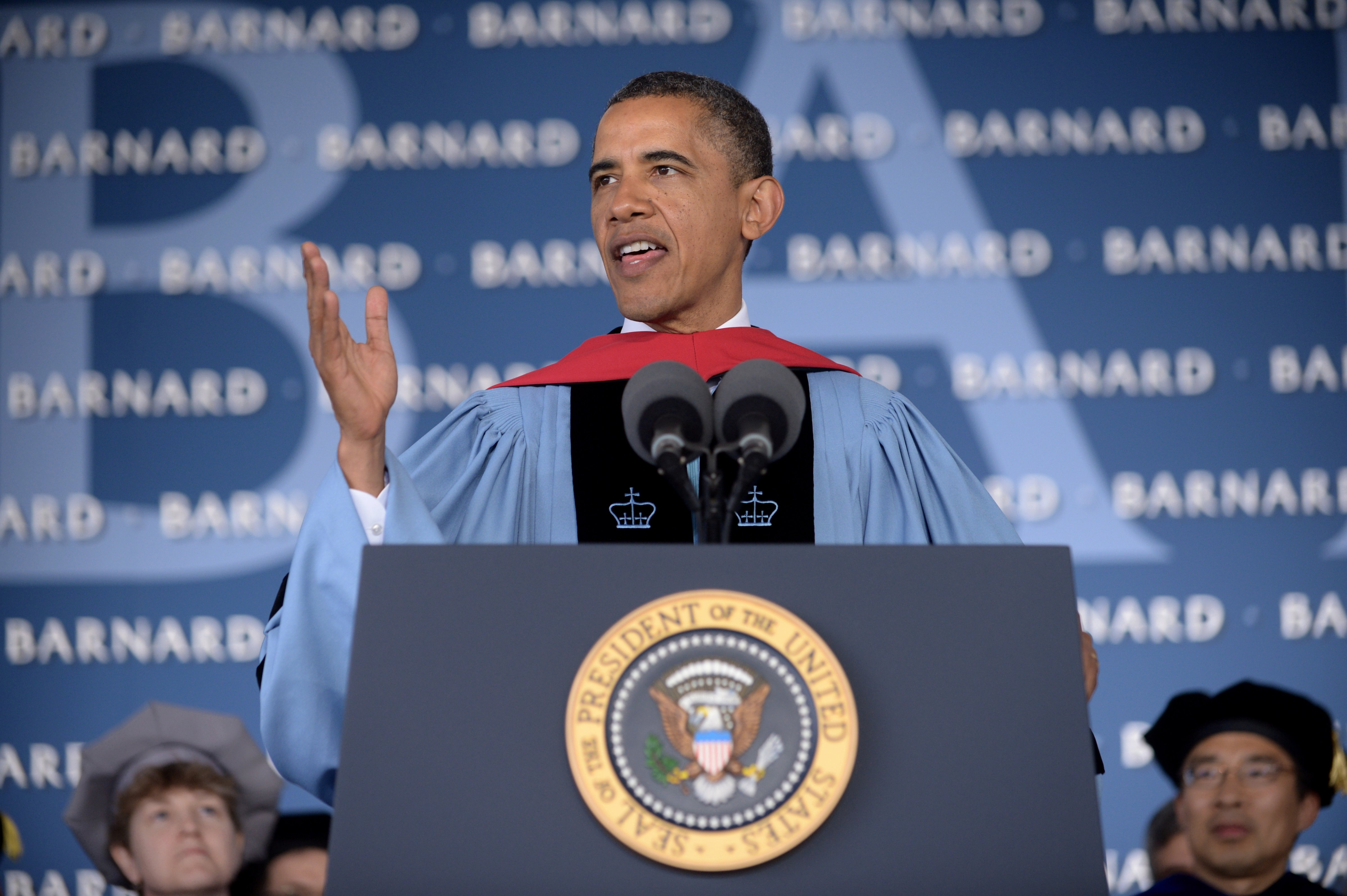 President Barack Obama delivers the commencement address at Barnard College on May 14, 2012 in New York. (Mandel Ngan—AFP/Getty Images)