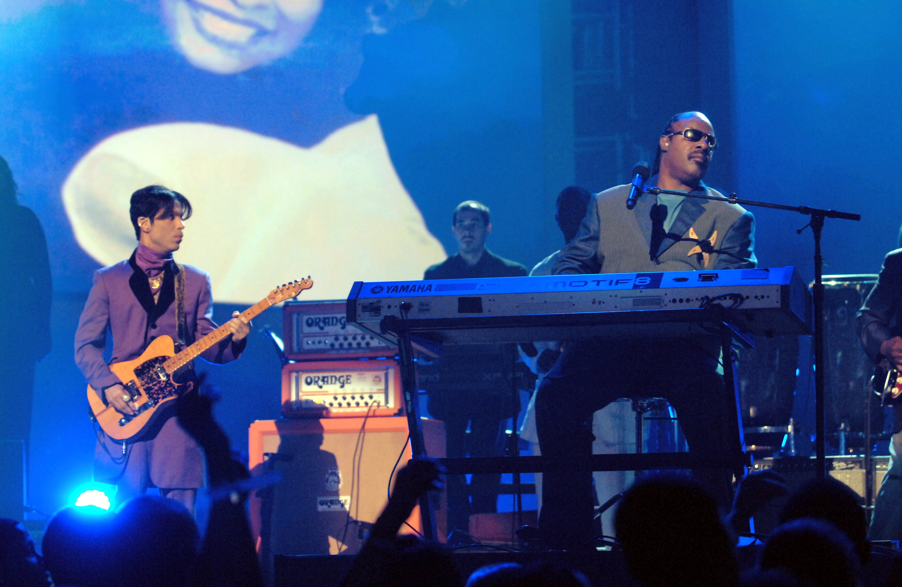 Prince and Stevie Wonder perform 