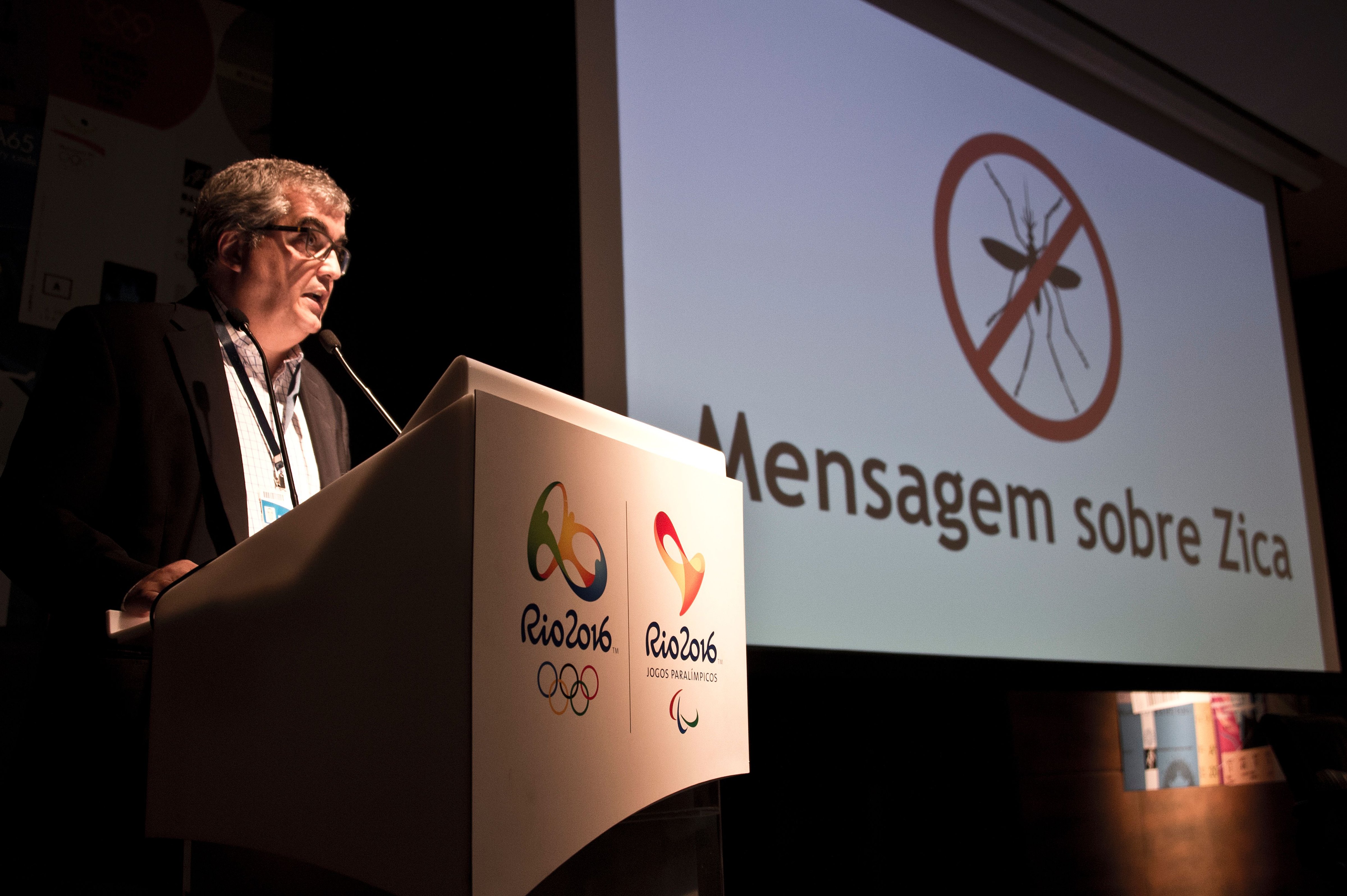 2016 Olympic Games press conference discusses the concerns of the Zika virus outbreak in Rio de Janeiro, Brazil on Feb. 2, 2016. (Vanderlei Almeida—AFP/Getty Images)