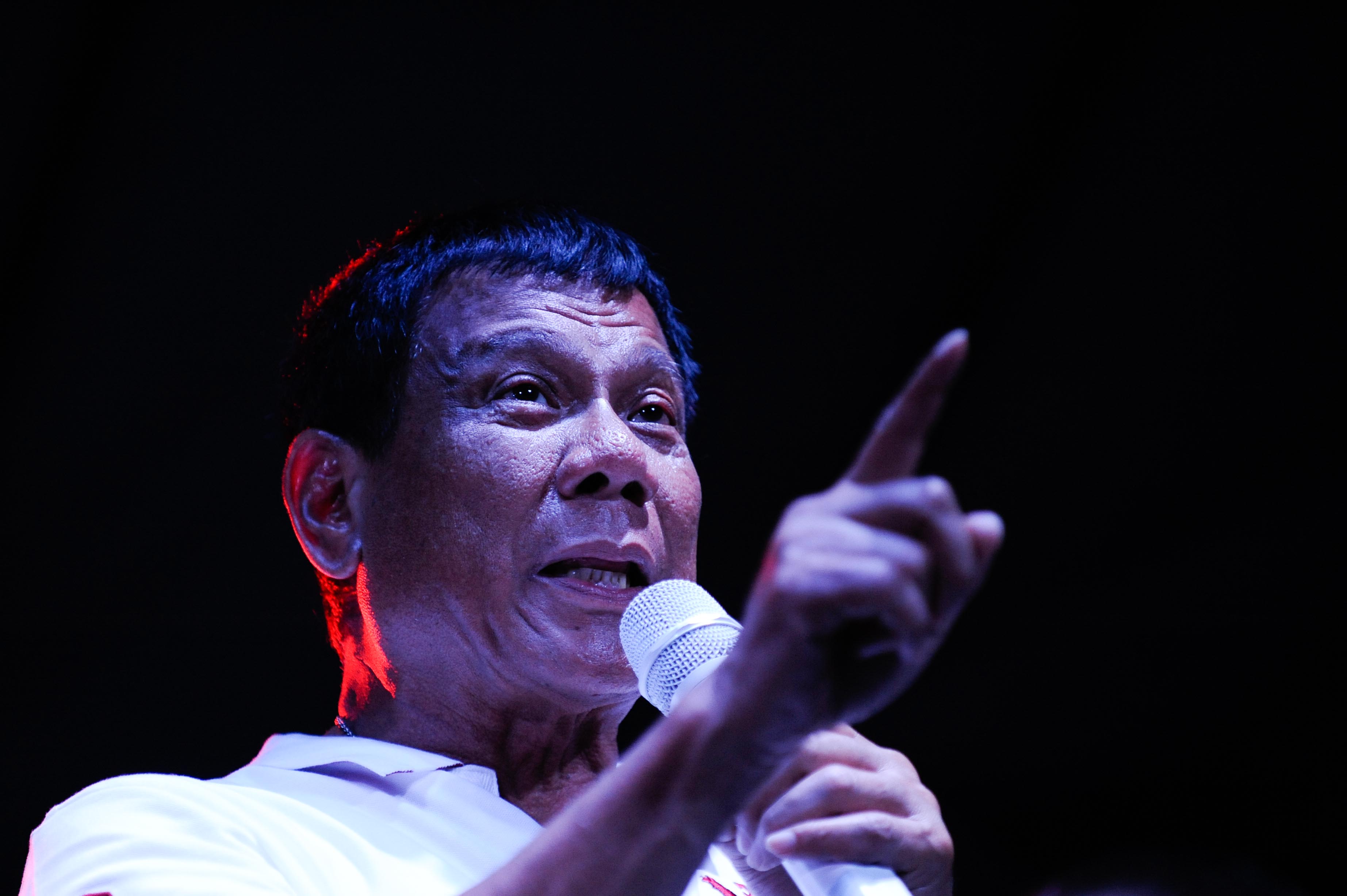 Rodrigo Duterte at a labor day campaign rally in Manila on May 1, 2016. (Dondi Tawatao—Getty Images)