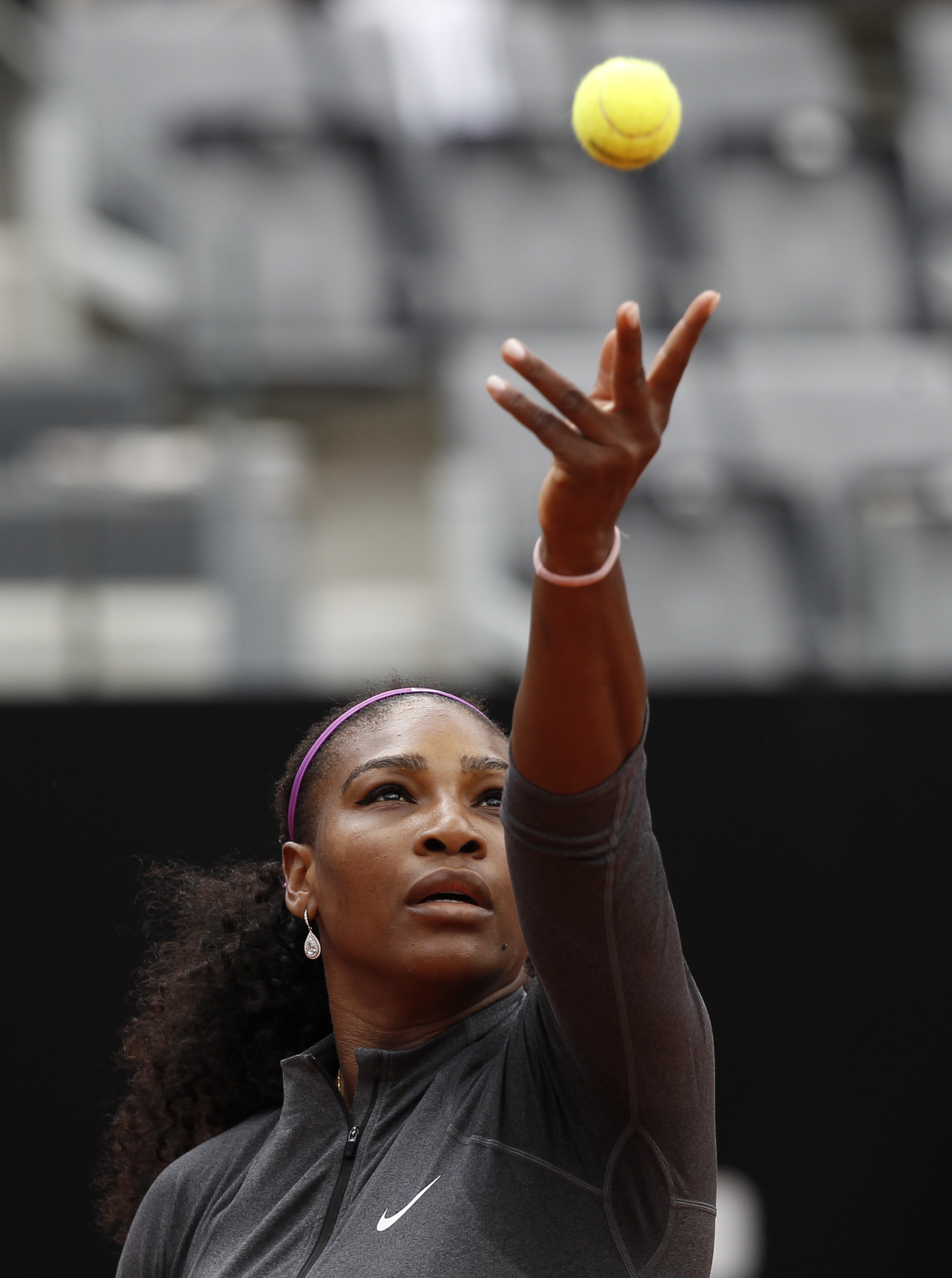 United States' Serena Williams serves the ball to her