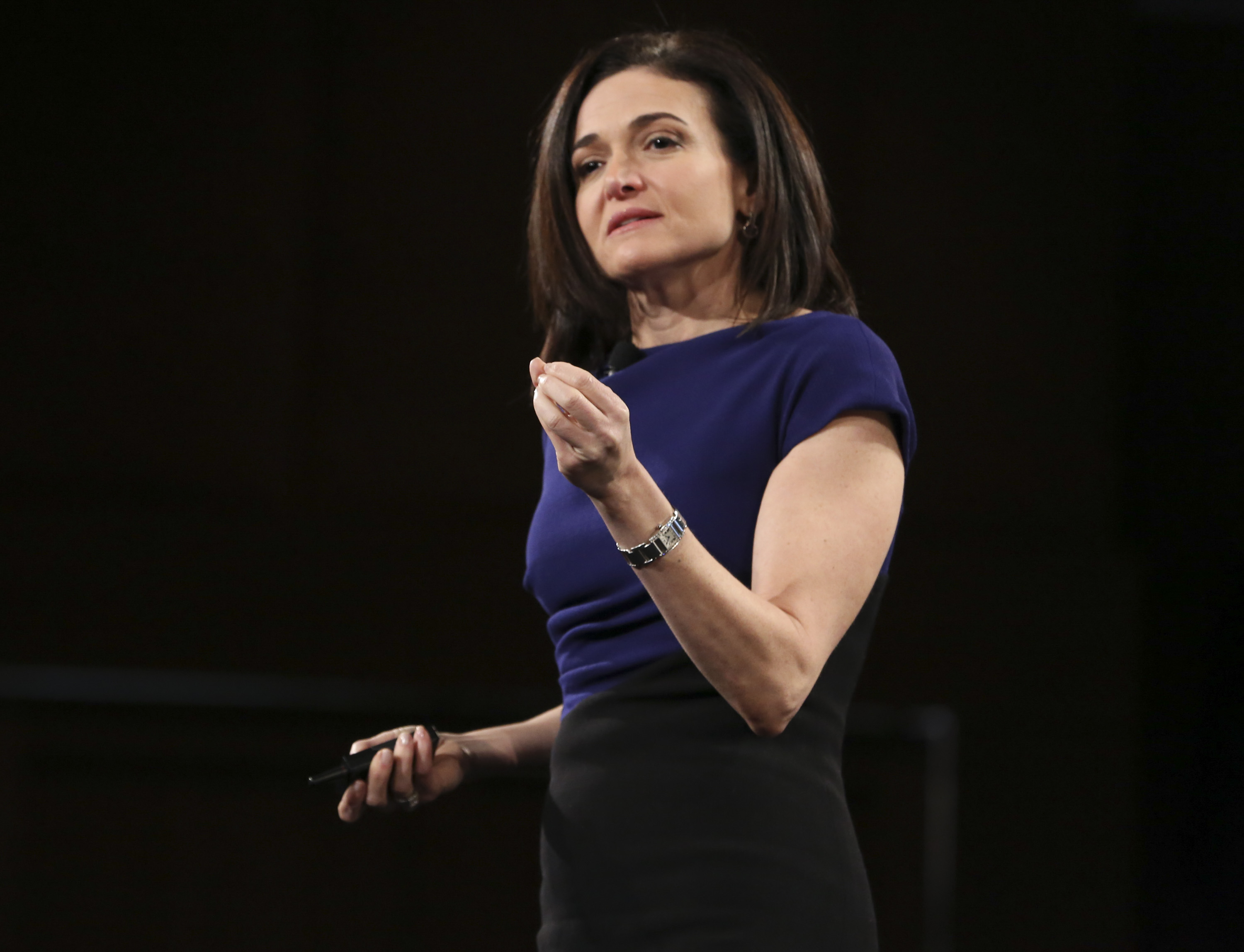 Facebook COO Sheryl Sandberg speaks on stage at the 2016 MAKERS Conference Day 2 at the Terrenea Resort in Rancho Palos Verdes, Calif. on Feb. 2, 2016. (Jonathan Leibson—AOL/Getty Images)