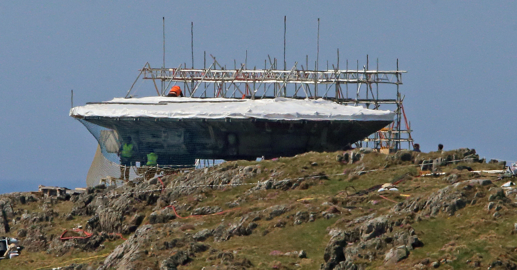 A set is created in Malin Head, Co Donegal Ireland, as filming for the next Star Wars movie will take place there, May 12, 2016. (Niall Carson—PA Wire/Press Association Images/AP)