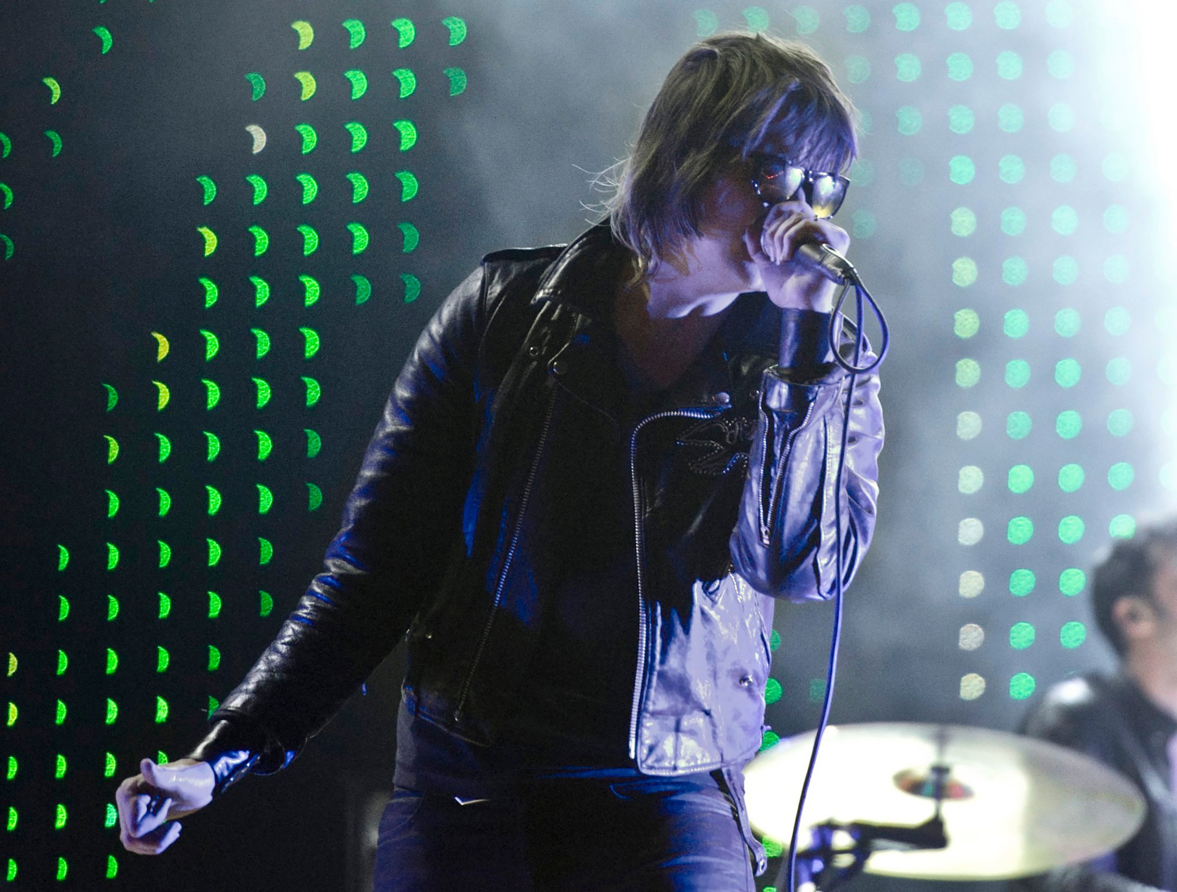 Julian Casablancas of the American rock band Strokes performs at the Peace and Love festival in Borlange, Sweden, early Saturday morning, July 2, 2011.