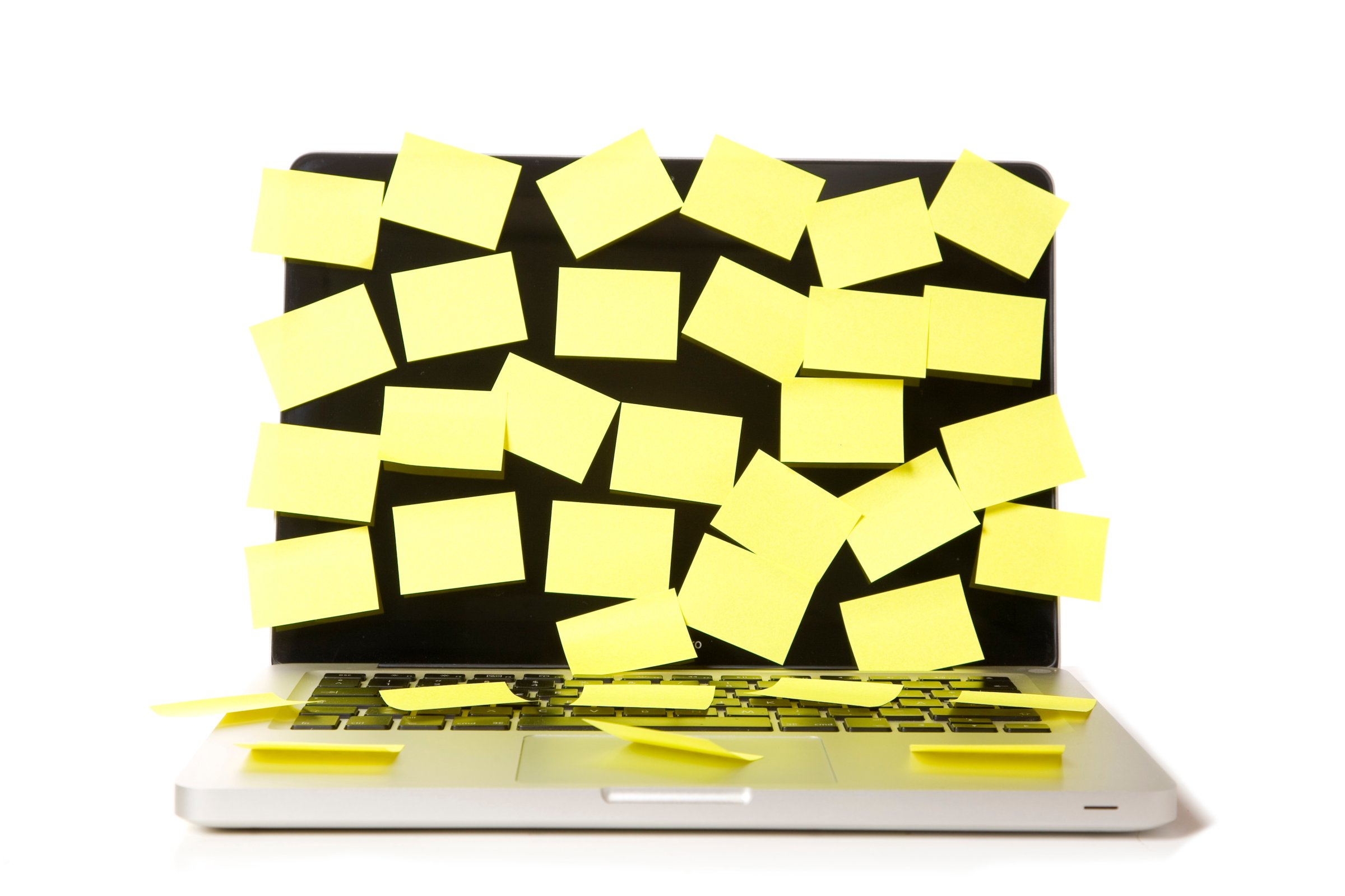 Post-its attached to laptop