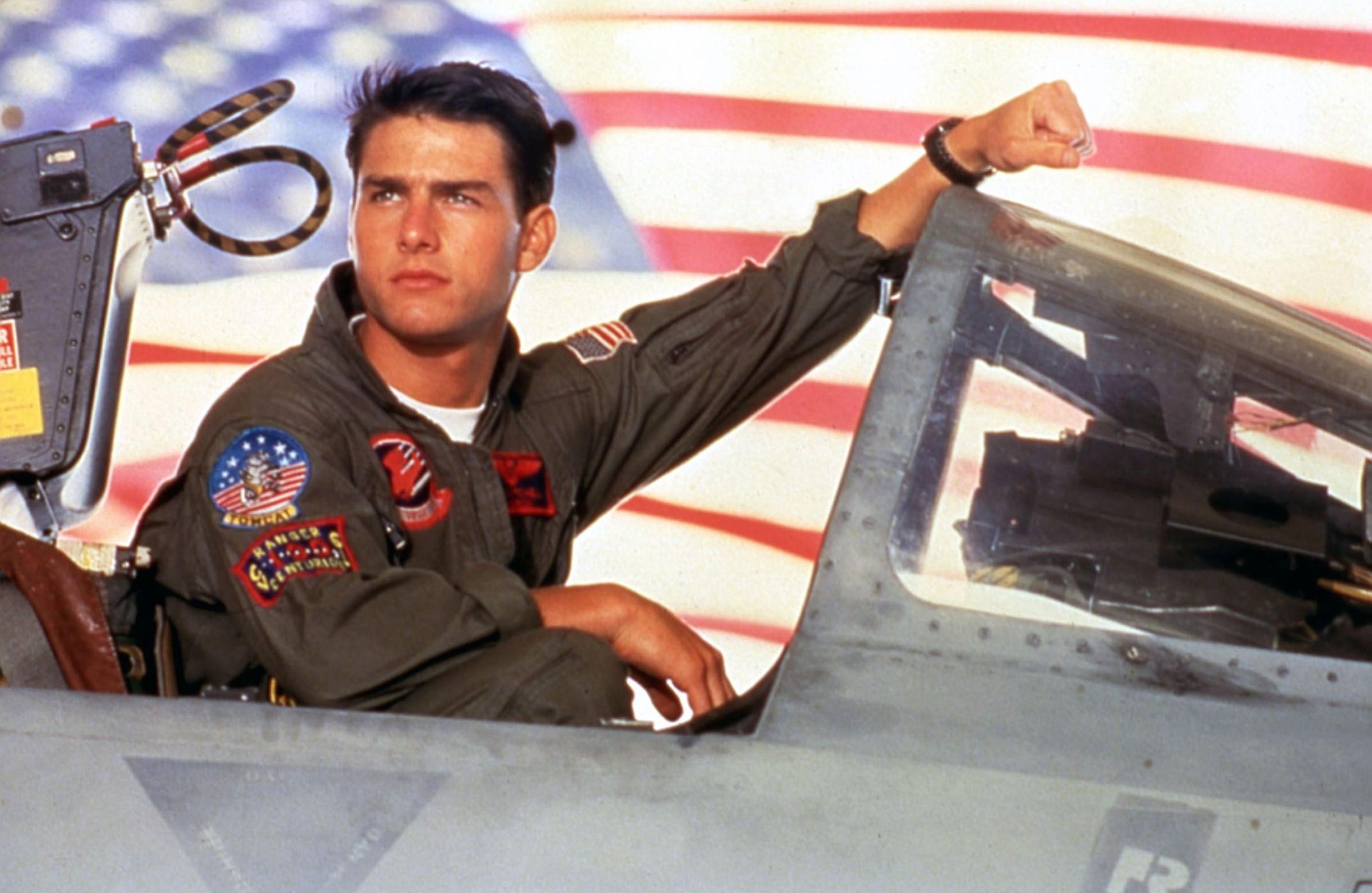 Tom Cruise as Lt. Pete "Maverick" Mitchell in Top Gun, 1986.