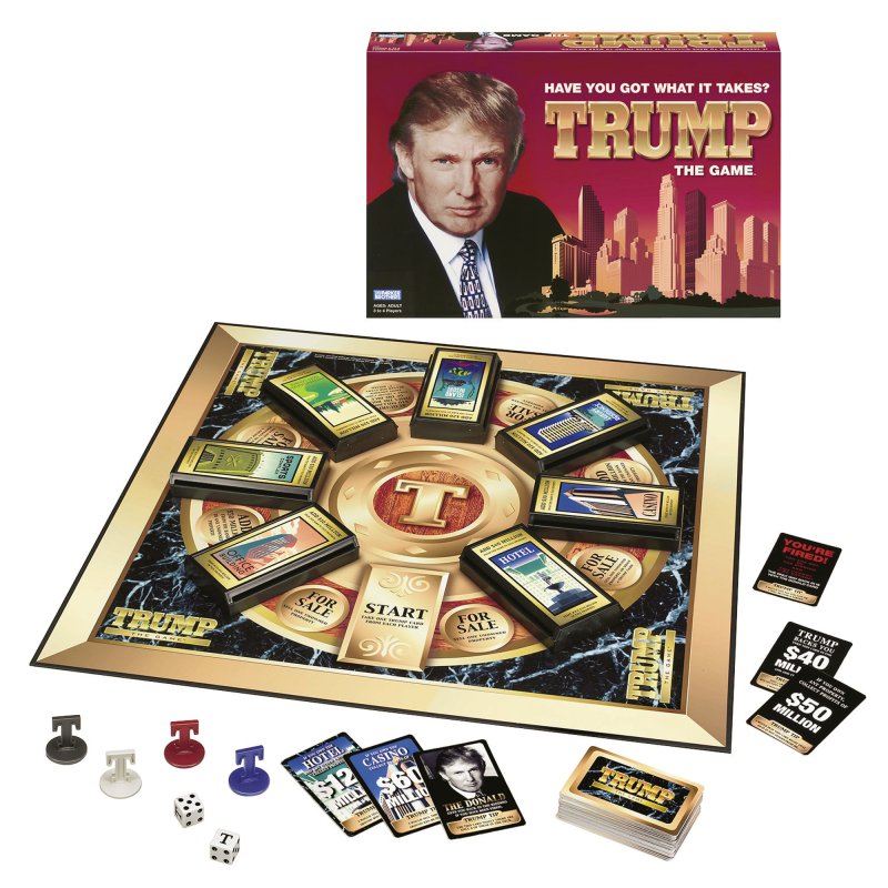 This is a Hasbro Inc., undated handout photo showing the new board game Trump. Donald Trump is lending his name to a new board game marketed by Pawtucket-based Hasbro Inc., the nation's second largest toymaker. It's on sale now and retails for about $24.99, according to Hasbro. (AP Photo/Hasbro Inc.)