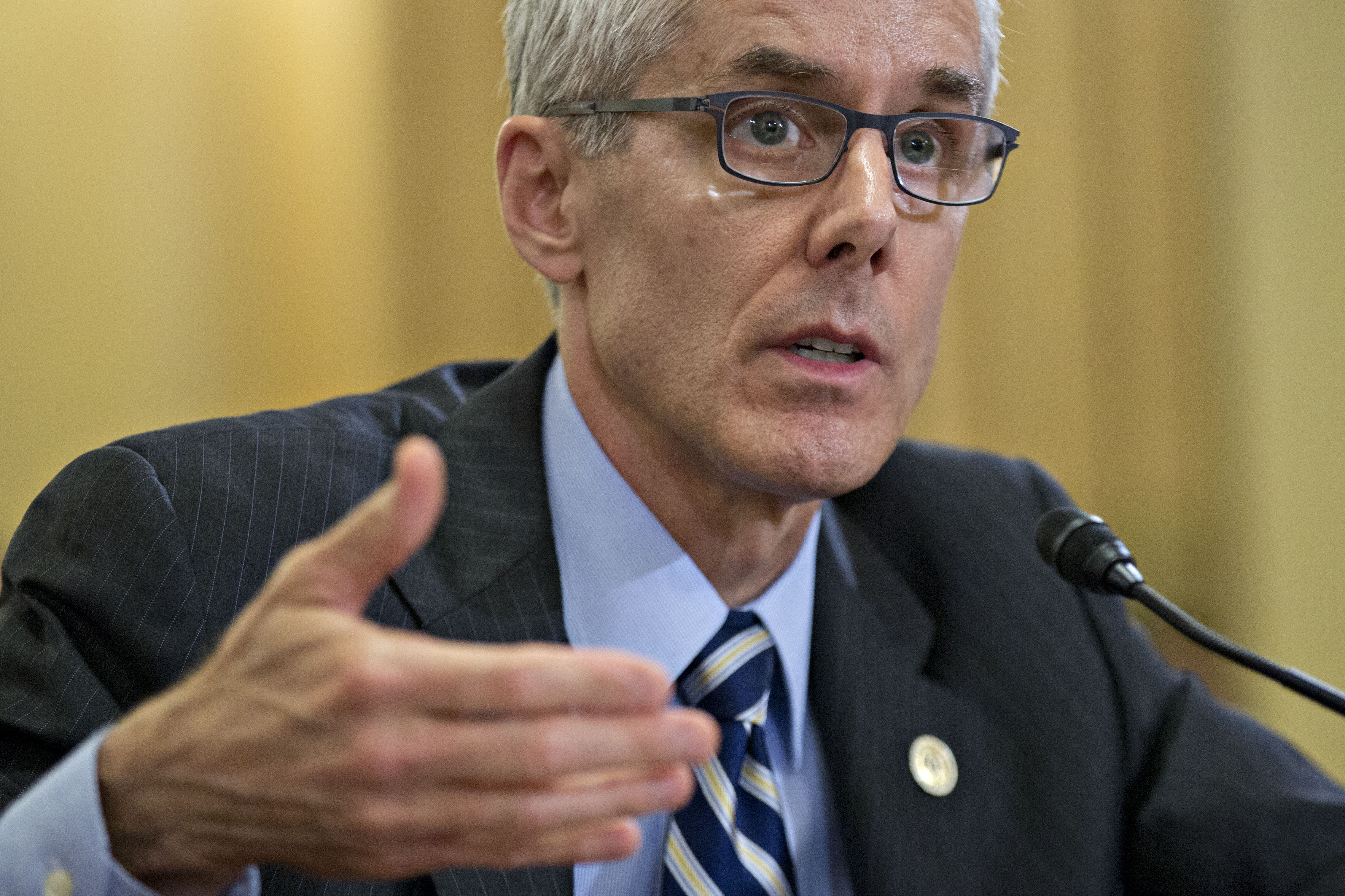 Peter Neffenger, administrator of the Transportation Security Administration (TSA), speaks during a House Homeland Security Committee hearing in Washington, D.C., on May 25. (Andrew Harrer—Bloomberg/Getty Images)