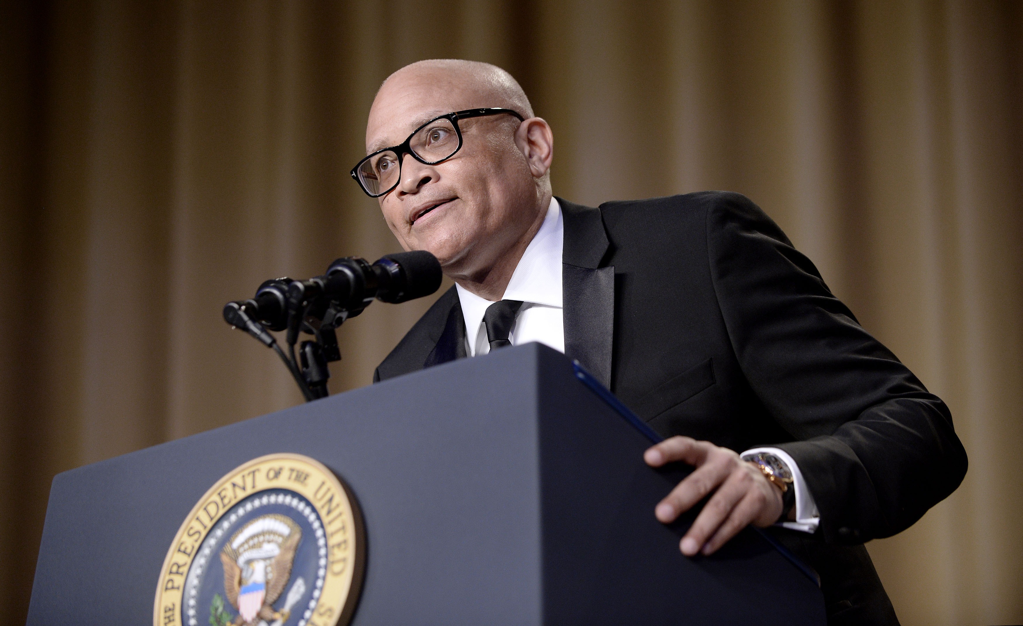 Comedian Larry Wilmore speaks during the White House Correspondents' Association annual dinner at the Washington Hilton hotel in Washington, D.C., on April 30, 2016. (Pool—Getty Images)