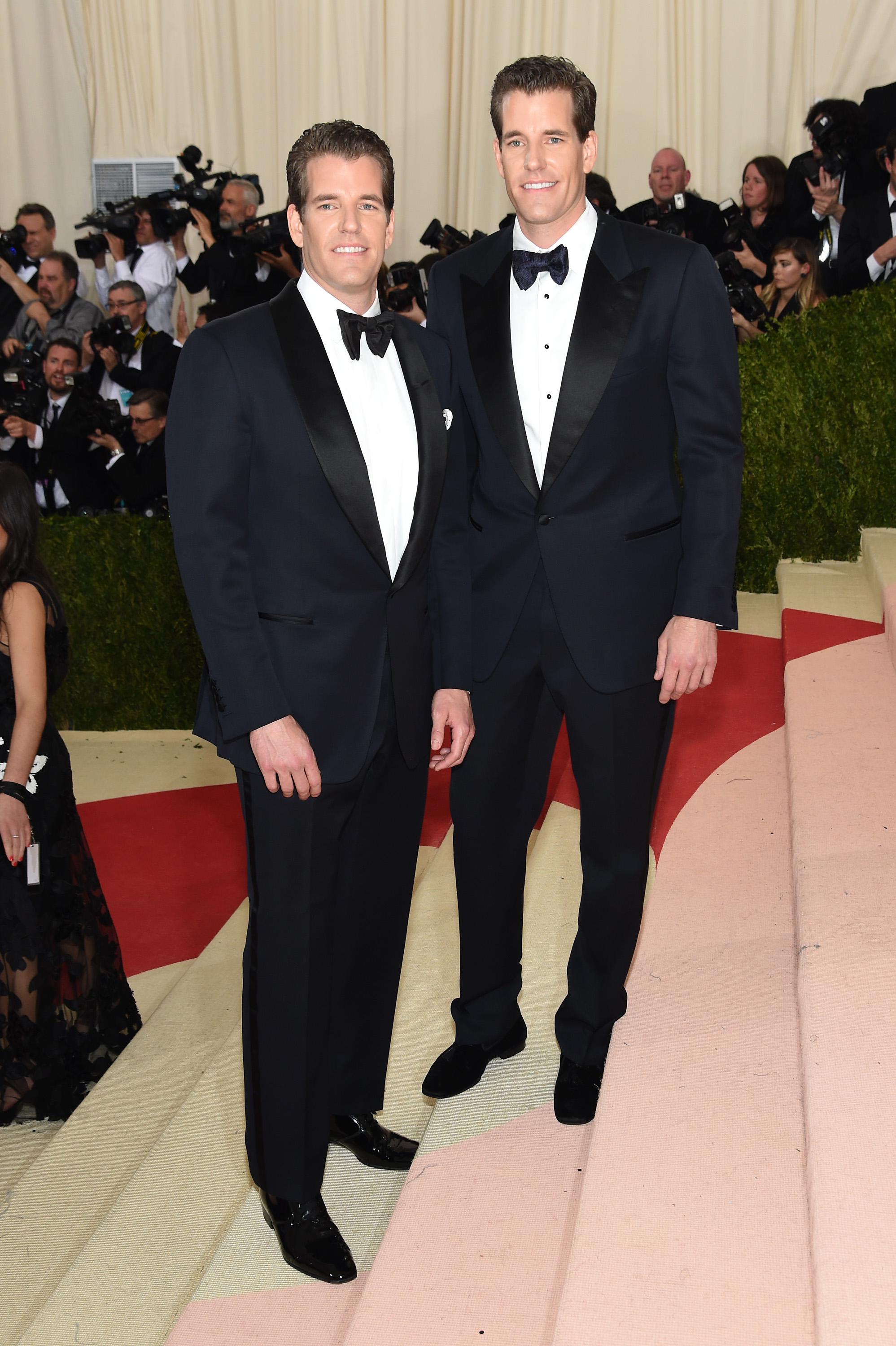 The Winklevoss twins attend "Manus x Machina: Fashion In An Age Of Technology" Costume Institute Gala at Metropolitan Museum of Art on May 2, 2016 in New York City.