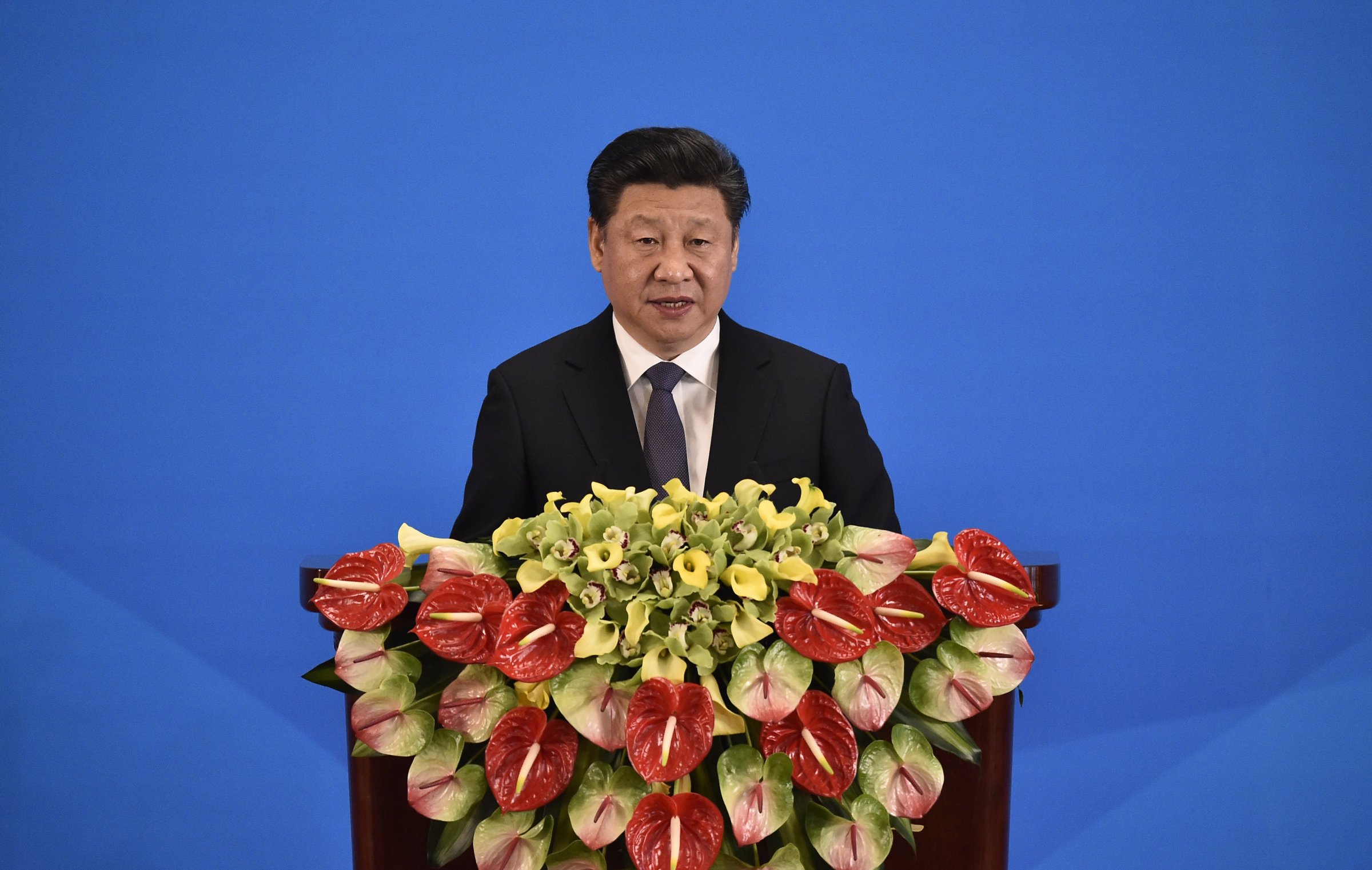 China's President Xi Jinping delivers a speech at the opening ceremony of the fifth regular foreign ministers' meeting of the Conference on Interaction and Confidence Building Measures in Asia (CICA) at the Diaoyutai State Guesthouse on April 28, 2016 in Beijing, China.