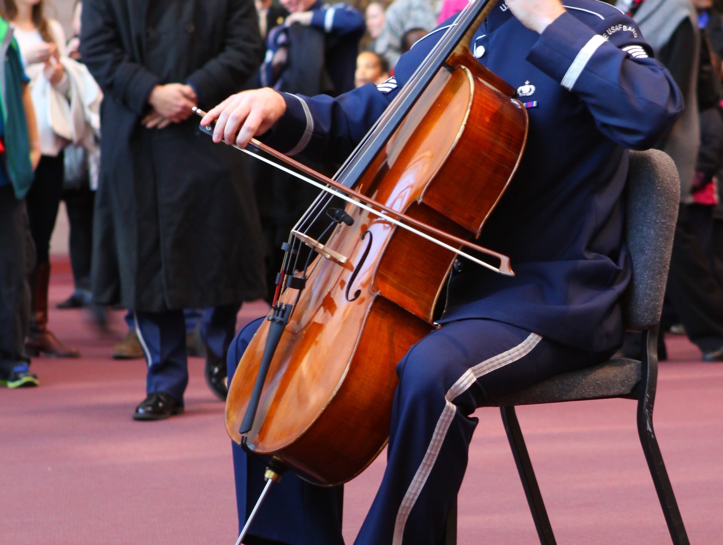 A member of the Air Force Band plays a cello. (Air Force photo / Tara Islas)