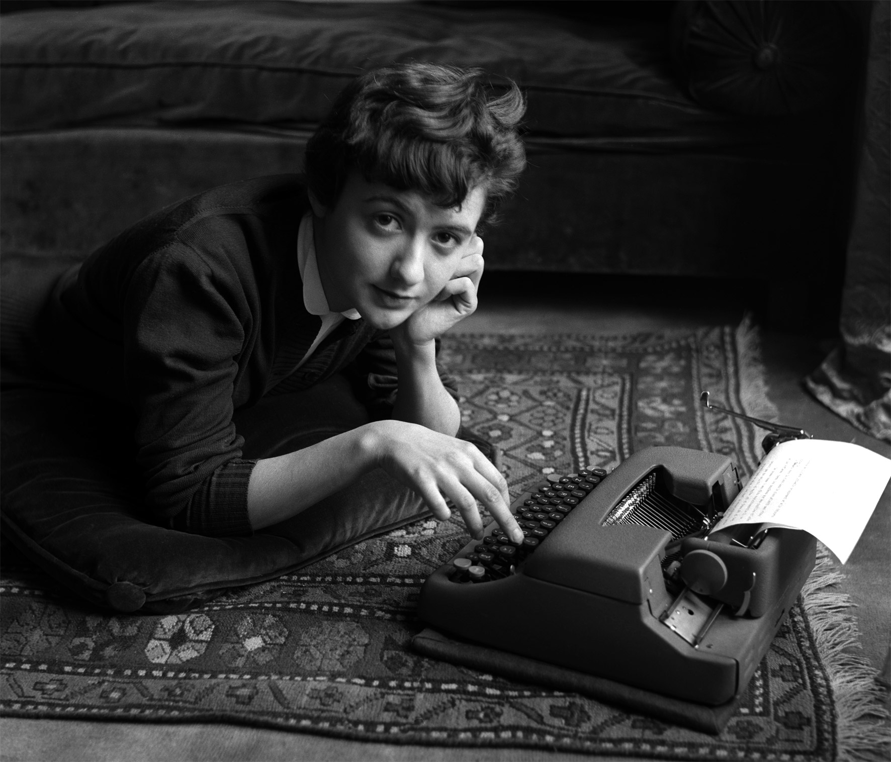 Françoise Sagan, at home, when her first novel  Bonjour Tristesse  was published, Paris, 1954.