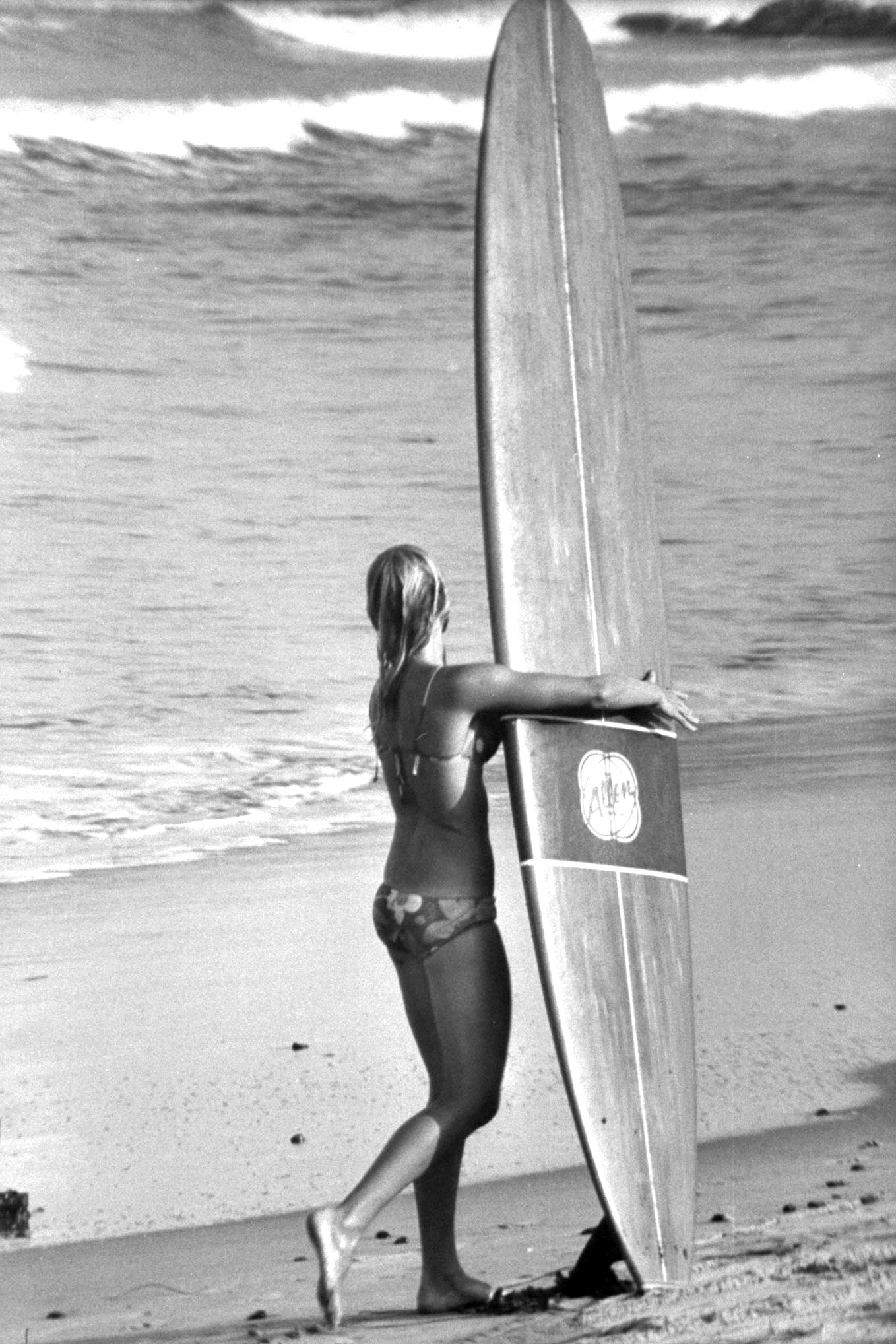 US surfer, Kathie Lacroix, during the Woman's World Surfing Championships, 1966.