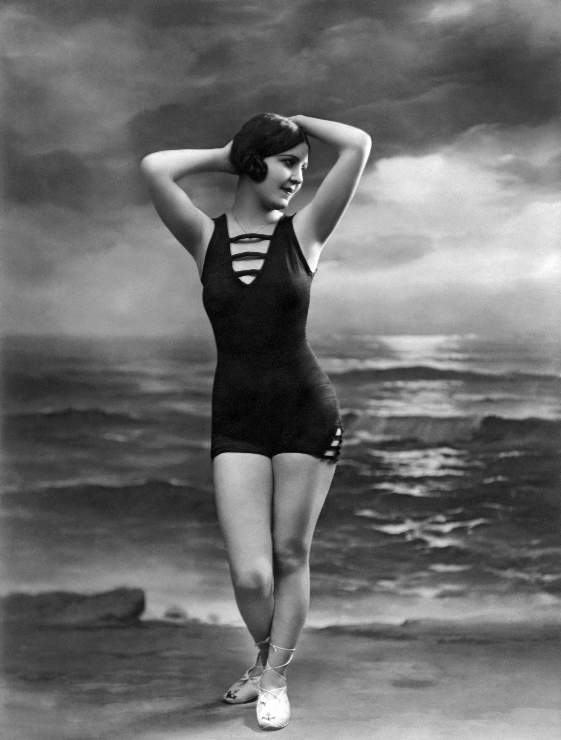 French Woman In A Bathing Suit circa 1920.