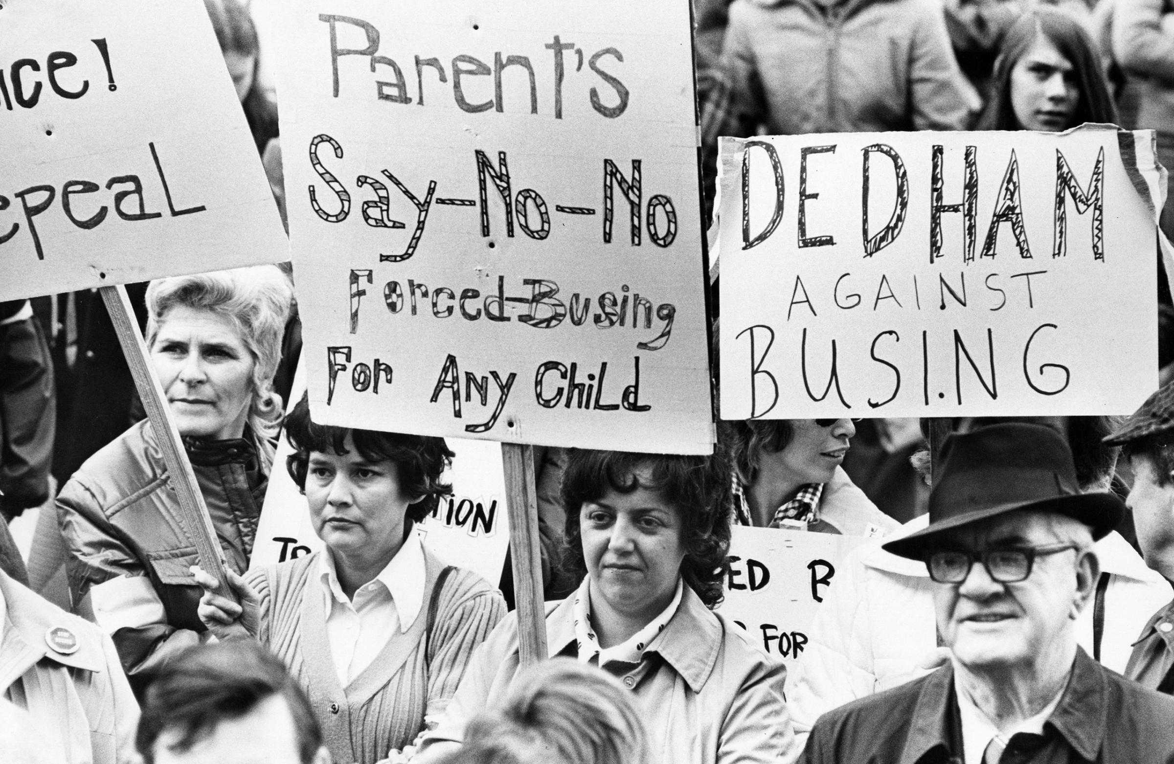 Anti-busing Busing Demonstrations In Boston 1974.