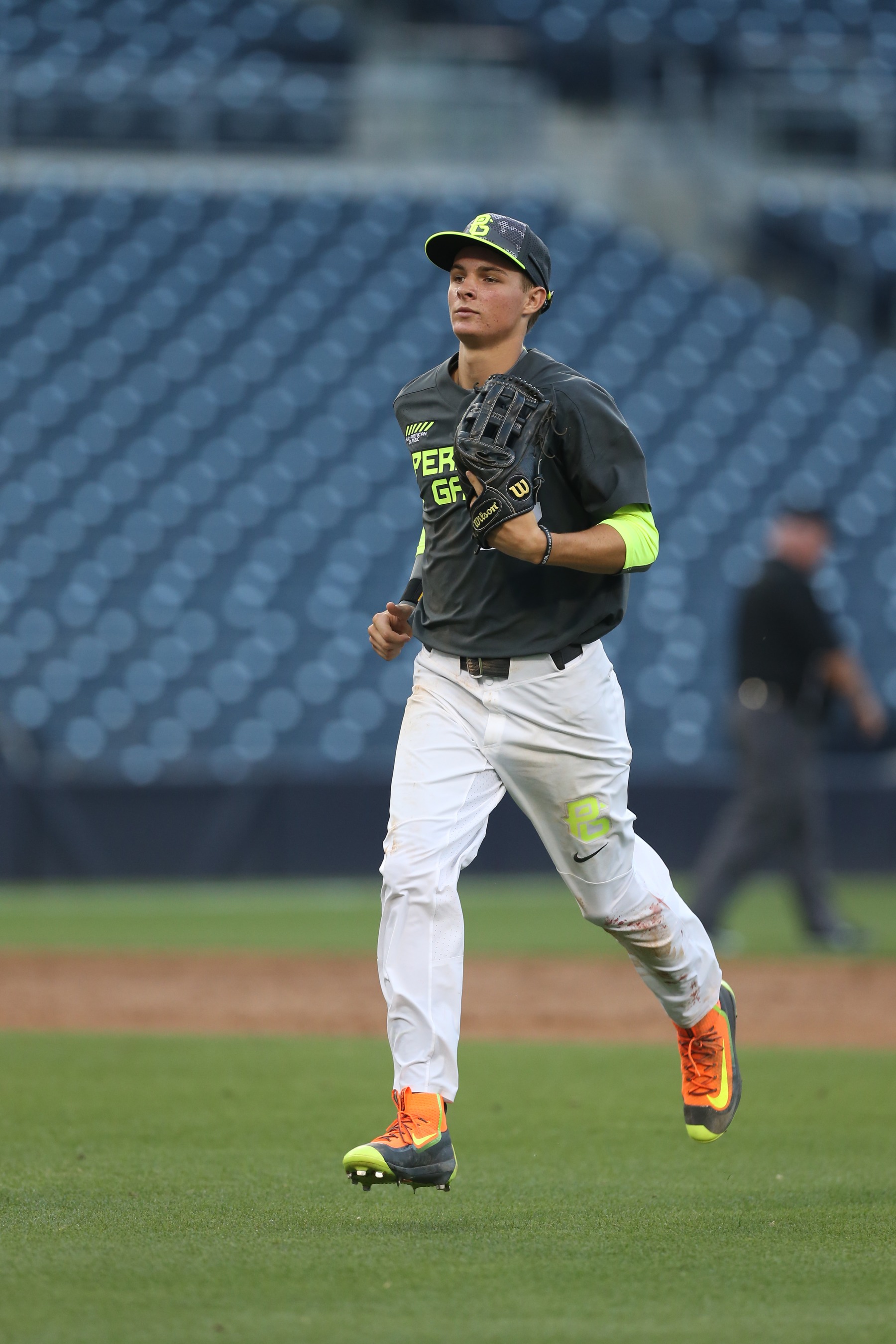 Mickey Moniak of the West team during the 2015 Perfect Game All-American Classic at Petco Park on August 16, 2015 in San Diego, California. (Larry Goren–Four Seam Images)