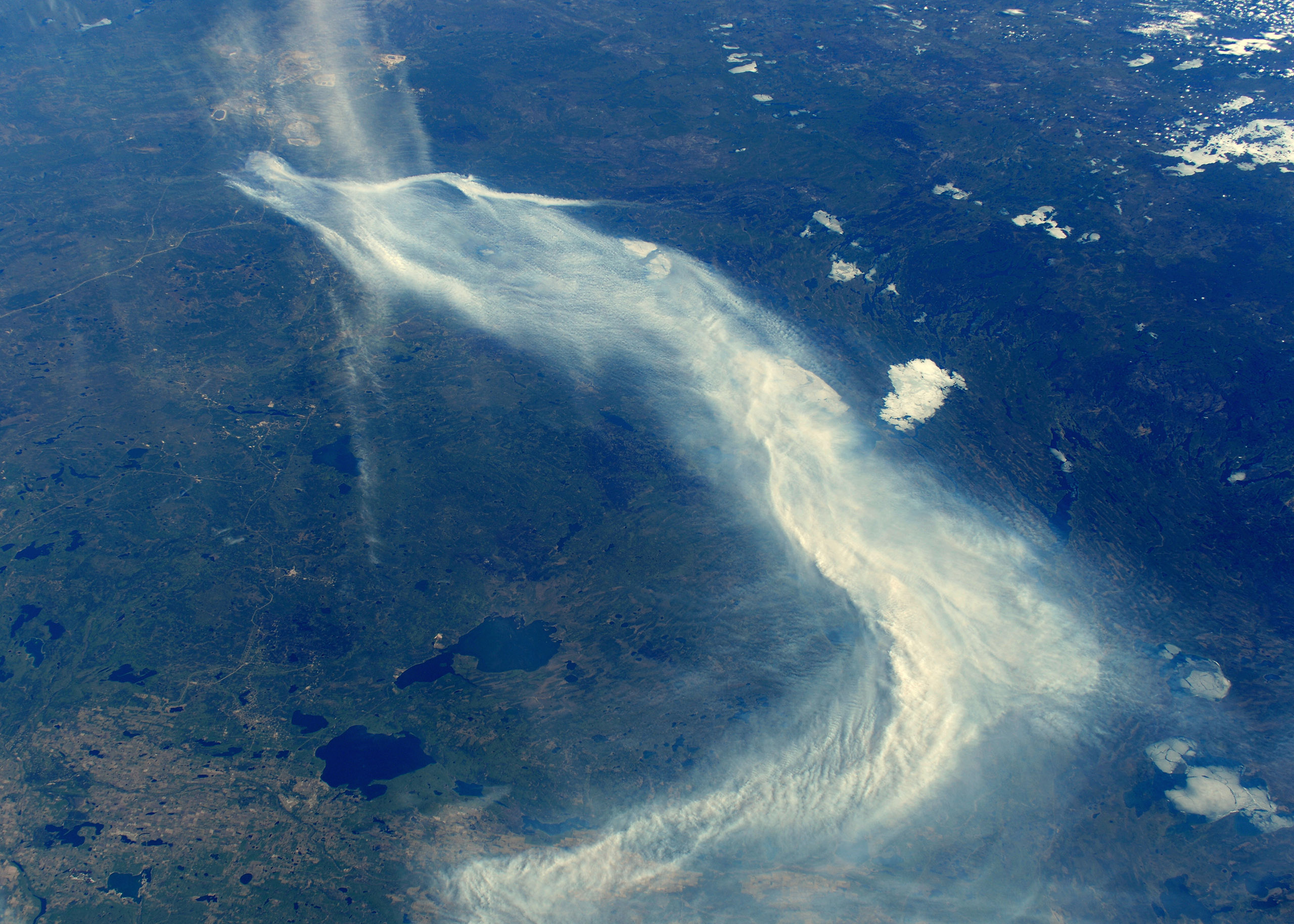 Smoke from the forest fires burning in Fort McMurray, Canada, May 6, 2016.