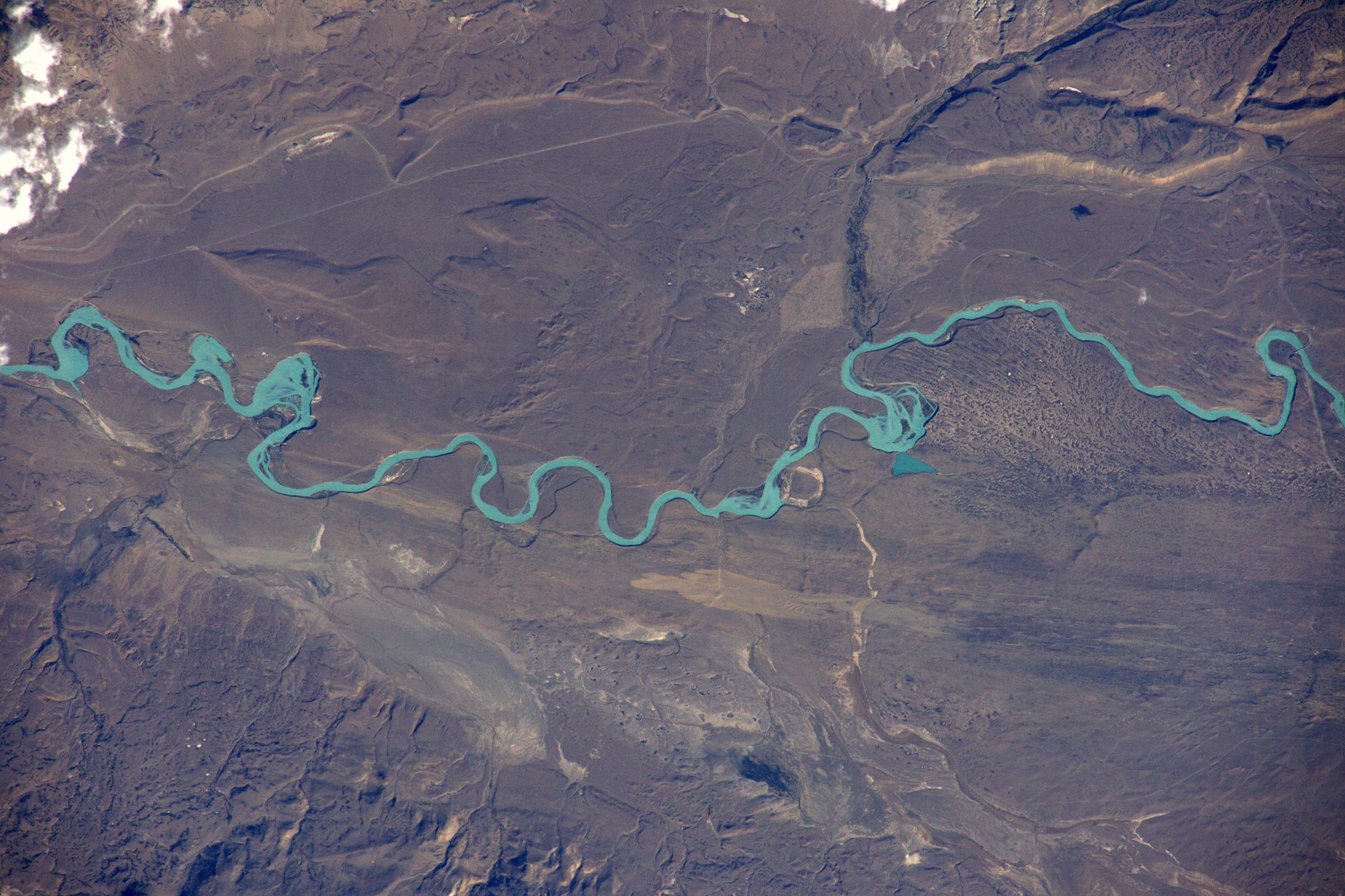 Rio Santa Cruz carries glacial river water into Lago Argentina, Patagonia, March 23, 2016.