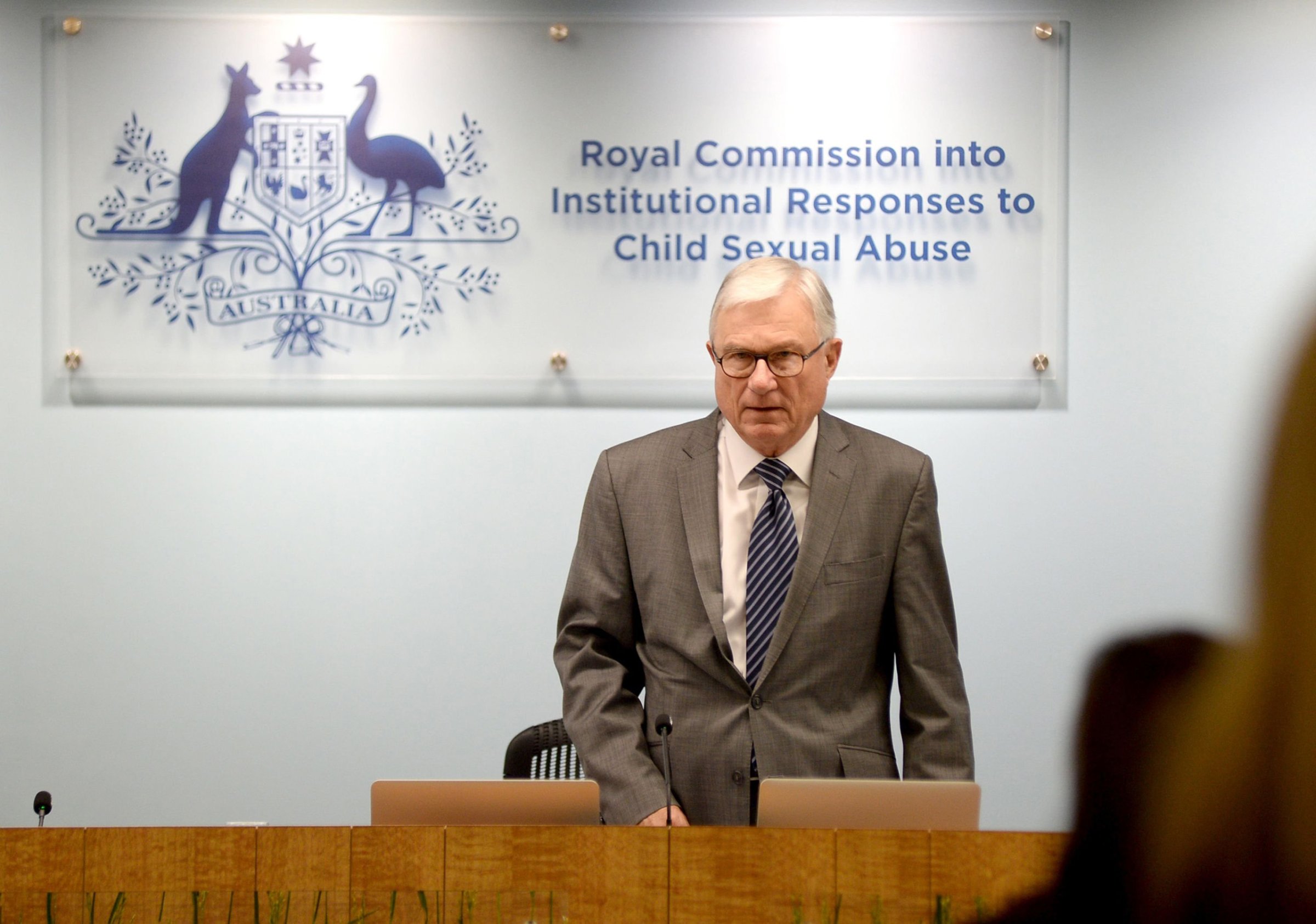 Peter McClellan, head of the Royal Commission into Institutional Responses to Child Sexual Abuse, during the commission's public hearing in Sydney into the Australian Defence Force on June 21, 2016.