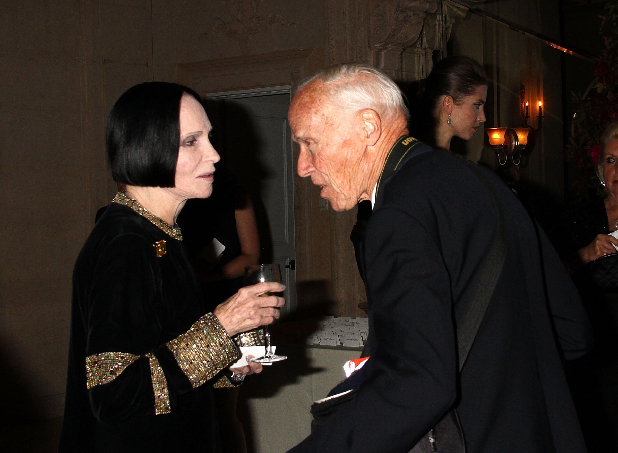 Designer Mary McFadden and New York Times photographer Bill Cunningham attend the Casita Maria Fiesta 2015 at The Plaza Hotel in New York City on October 13, 2015.