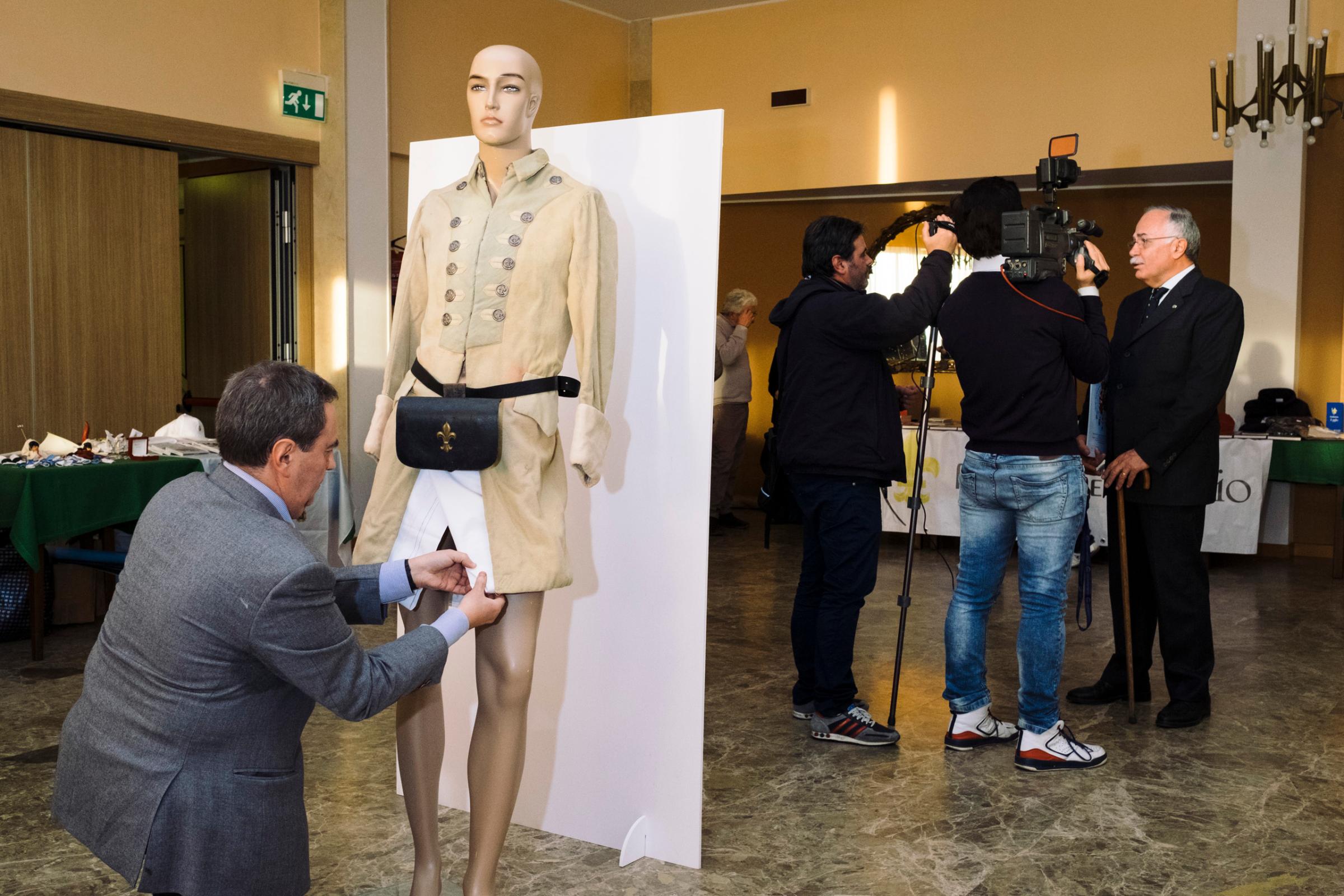 A mannequin with the uniform of an old Bourbon soldier is set up in Gaeta during the annual "Neo-Bourboun Cultural Association" (Movimento Neoborbonico) meeting, February, 2016. The association meets up every year in Gaeta to remember the siege of the city in one of the last battles before unification.