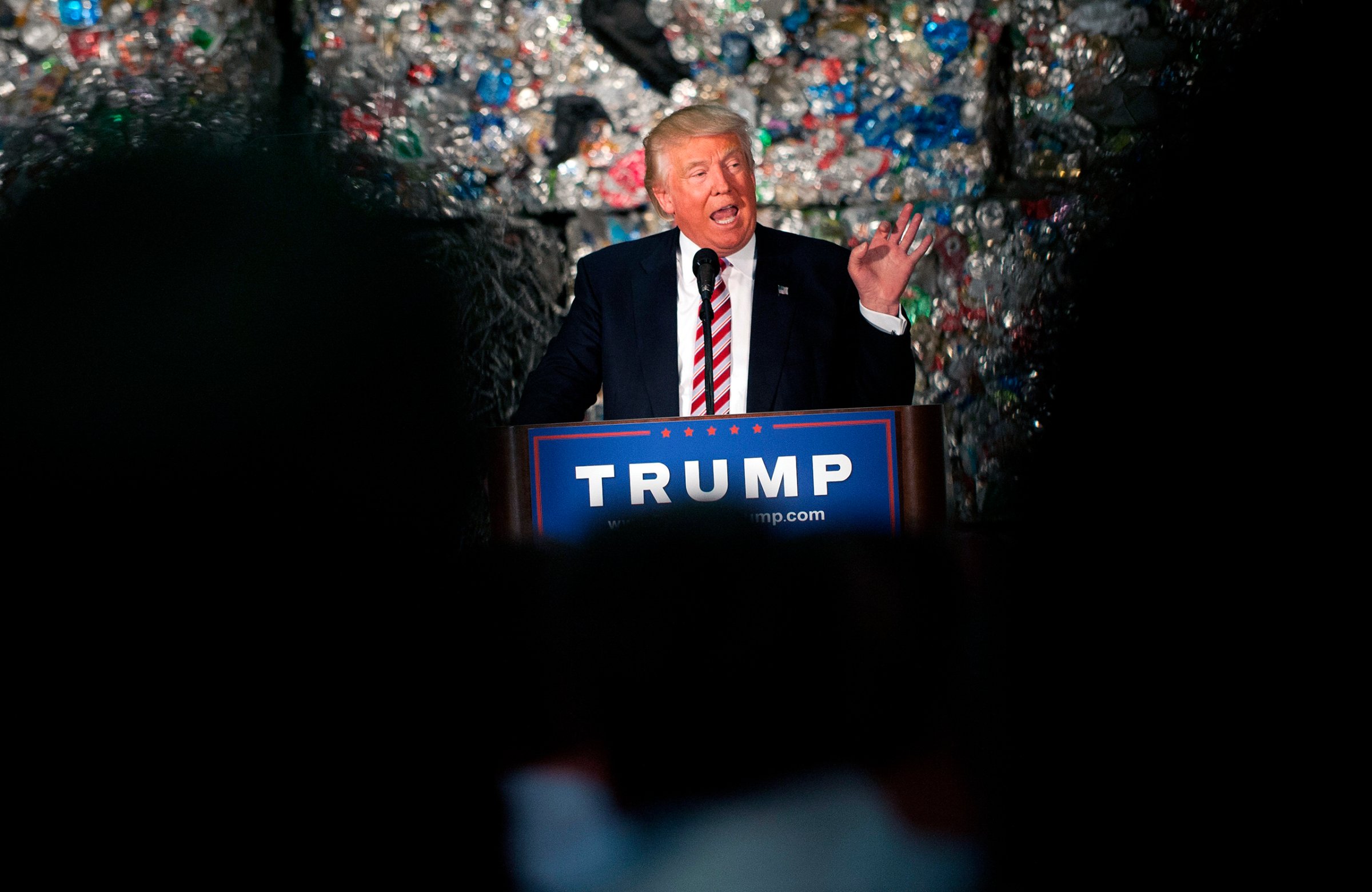 Presumptive GOP presidential nominee Donald Trump speaks during a policy speech at Alumisource in Monessen, Pa., on June 28, 2016.