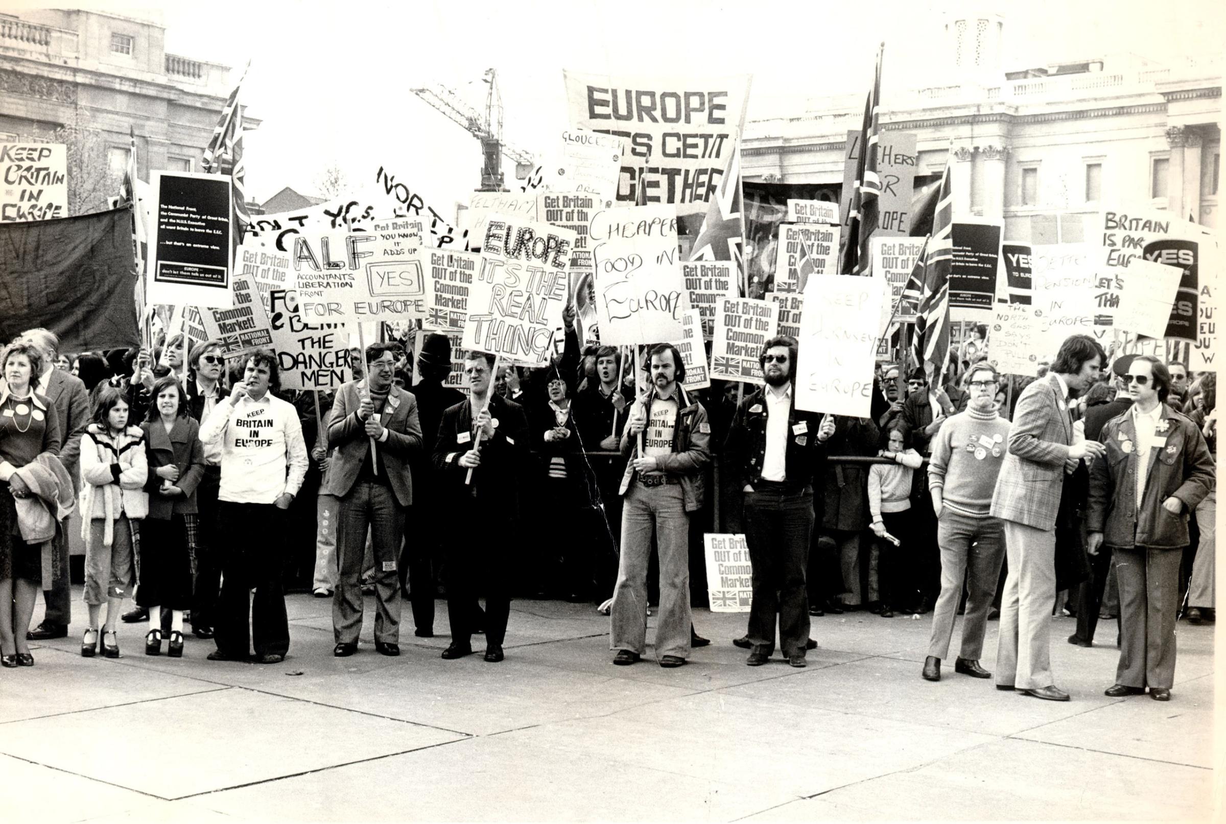 Pro-Common Market Youth Rally at Trafalgar Square,London, UK, 1975.